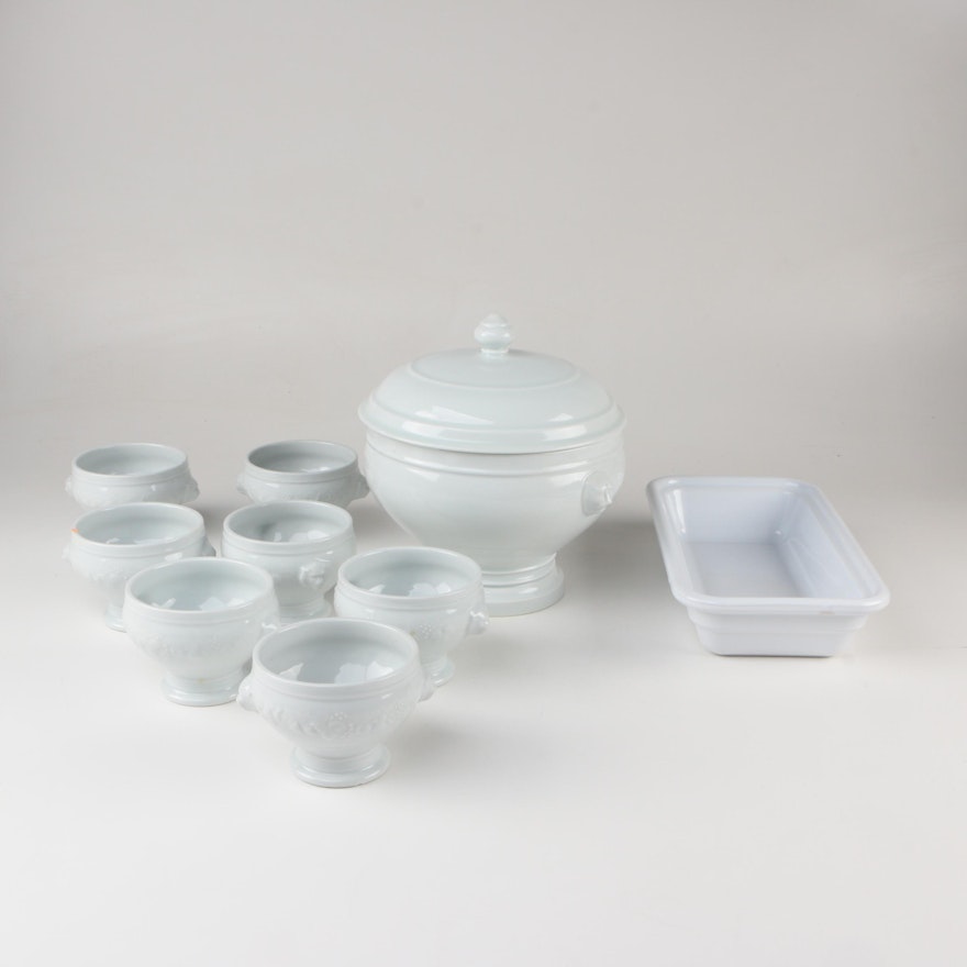 Philippe Deshoulieres French Onion Soup Bowls, Pillivuyt Tureen and Casserole