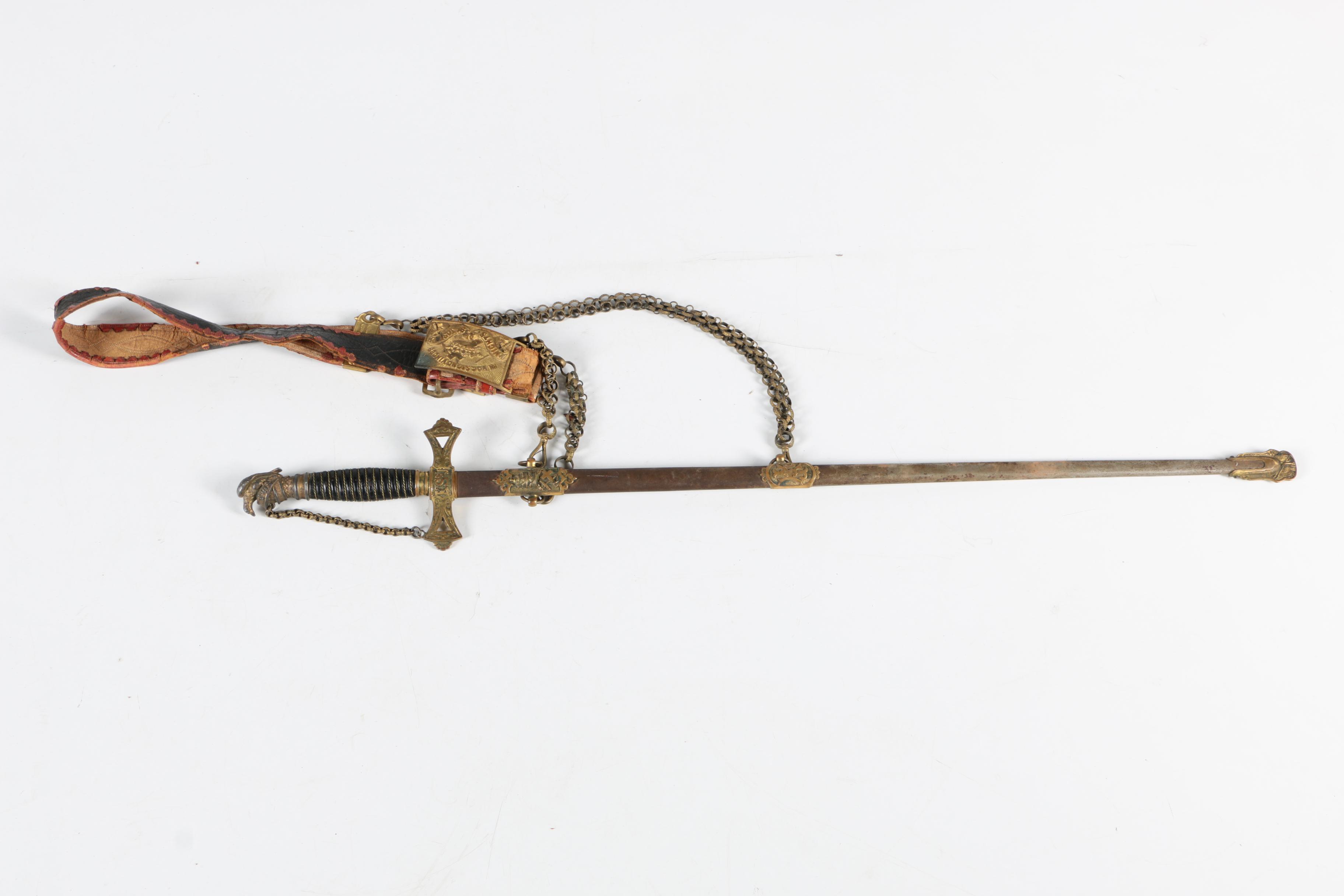 Antique Knights of St. Joseph Fraternal Sword and Hanger with Two Masonic Swords