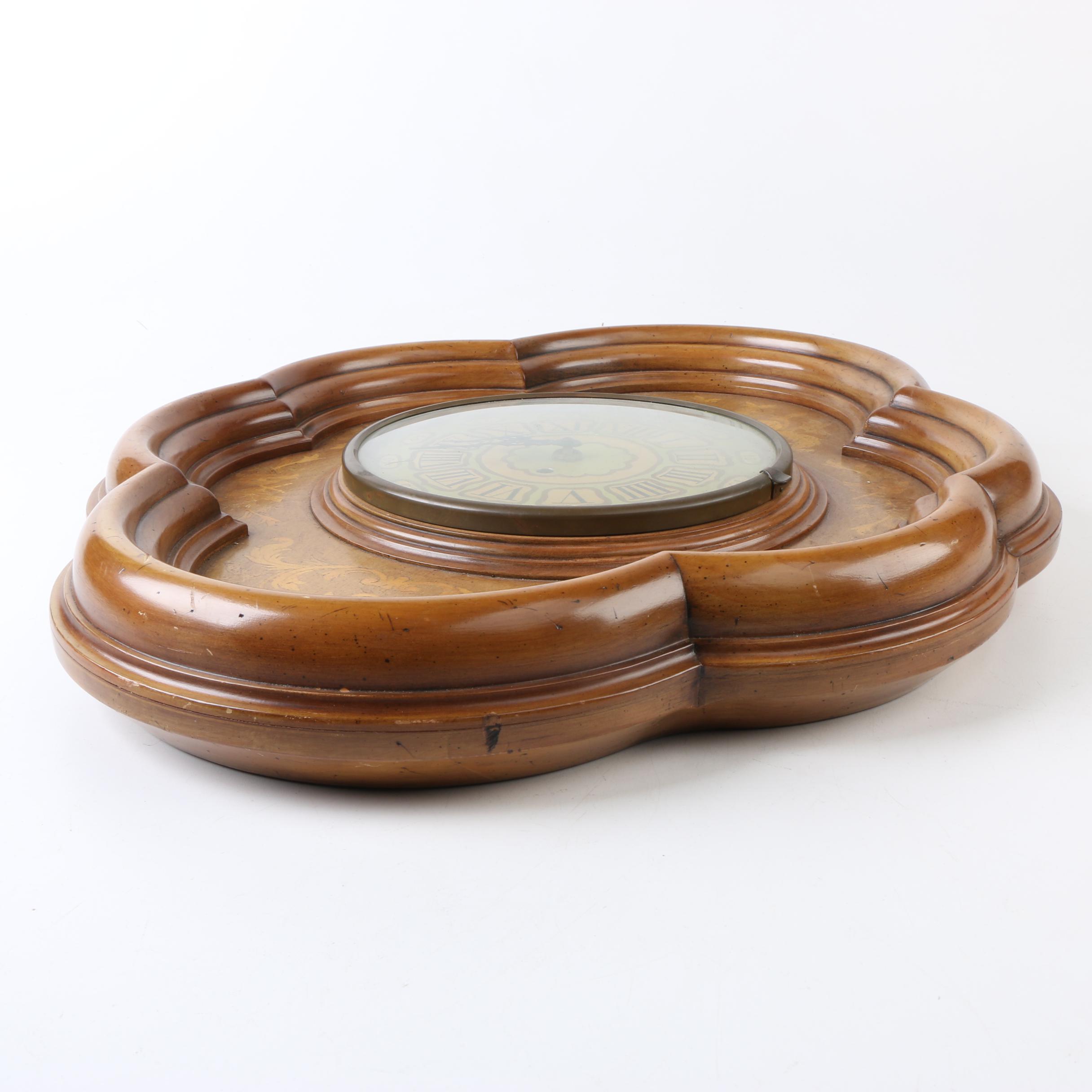 Mid Century Curved Wood Wall Clock