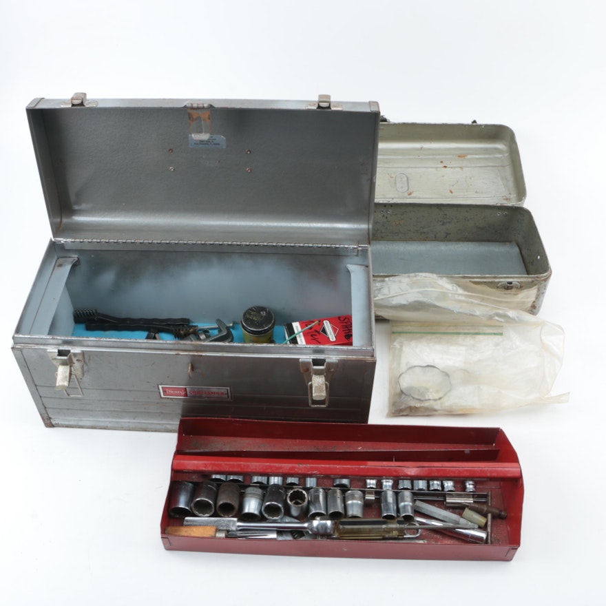 Vintage Metal Toolboxes and Tools