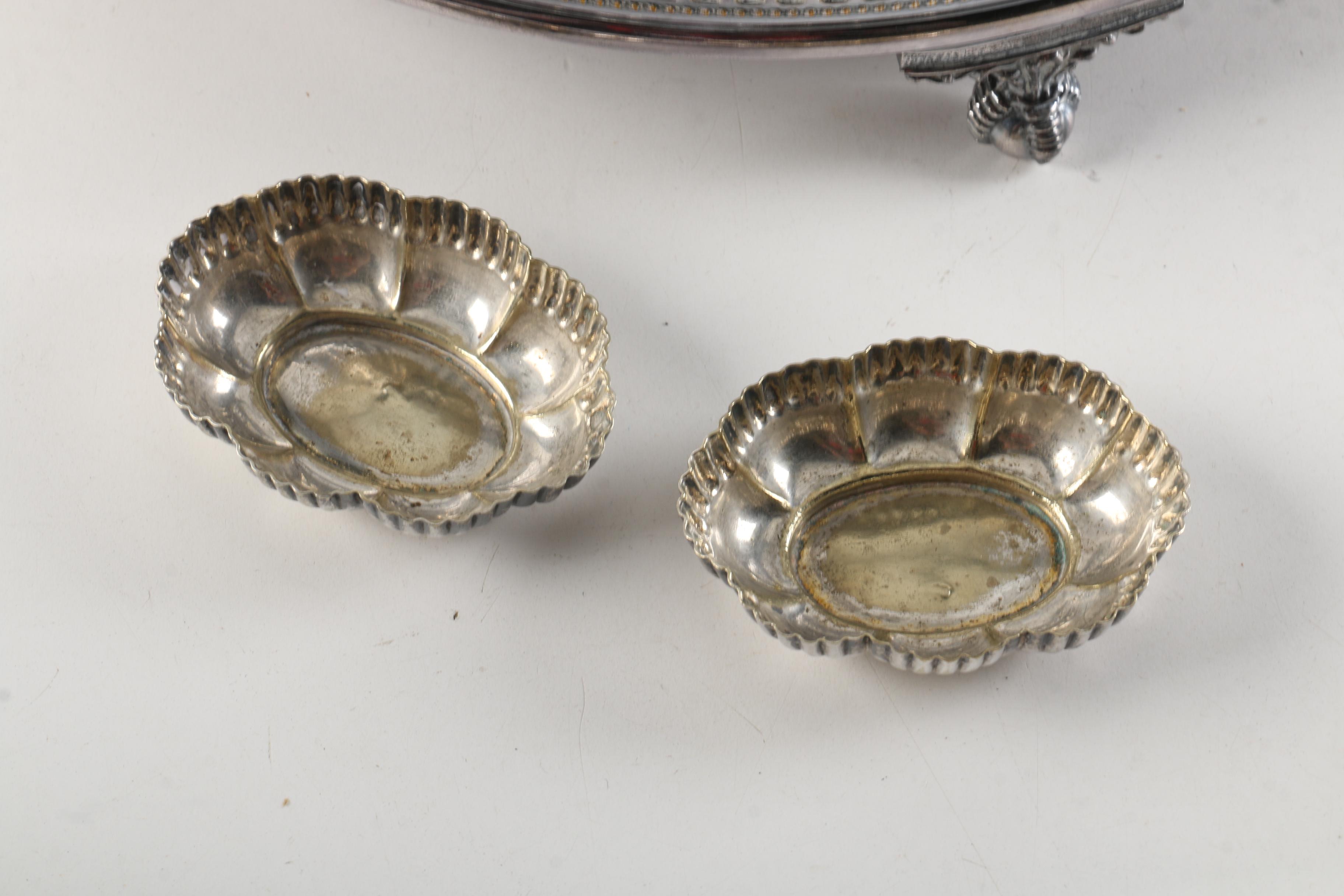 Mark Willis & Son Silver Plate Salt Cellar and Sheffield Silver Co. Gallery Tray