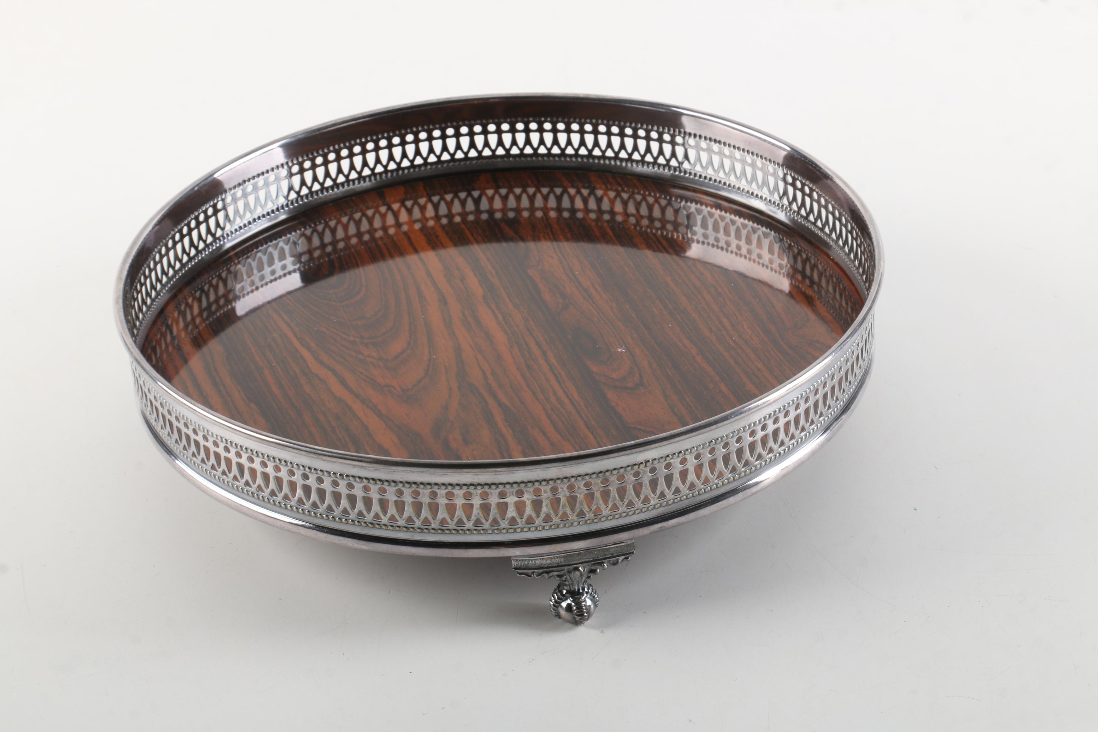 Mark Willis & Son Silver Plate Salt Cellar and Sheffield Silver Co. Gallery Tray