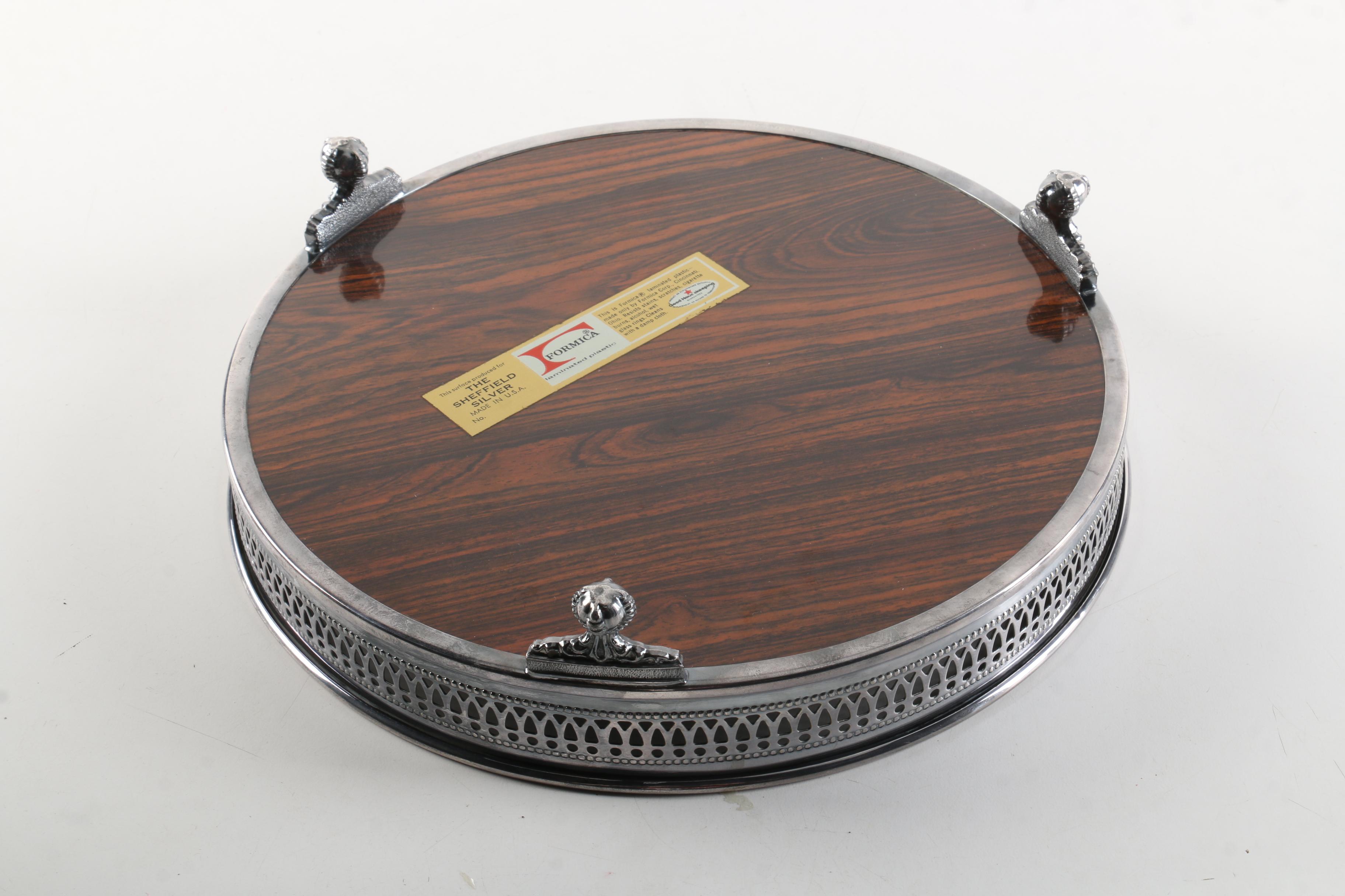 Mark Willis & Son Silver Plate Salt Cellar and Sheffield Silver Co. Gallery Tray