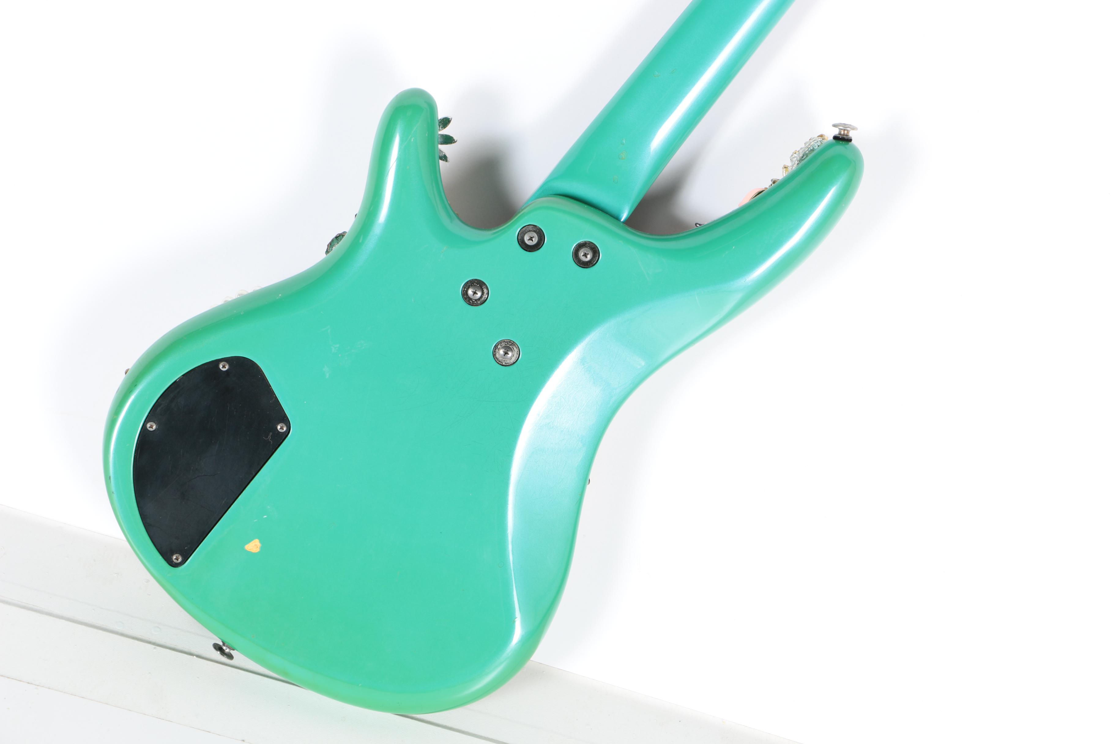 Decorative Ibanez Soundgear Electric Bass Embellished with Vintage Brooches