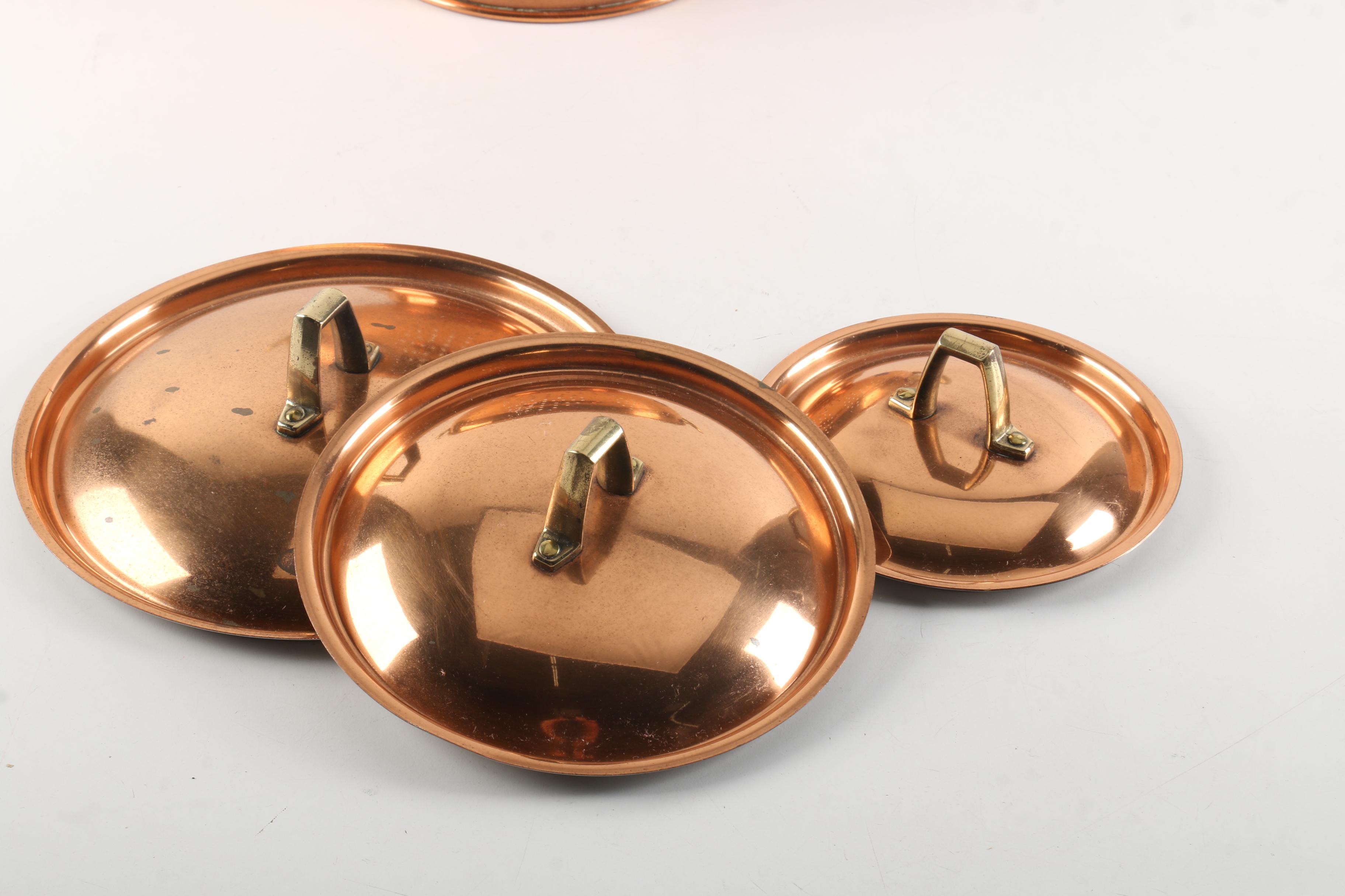 Paul Revere Copper Cookware and Colander with Brass Handles