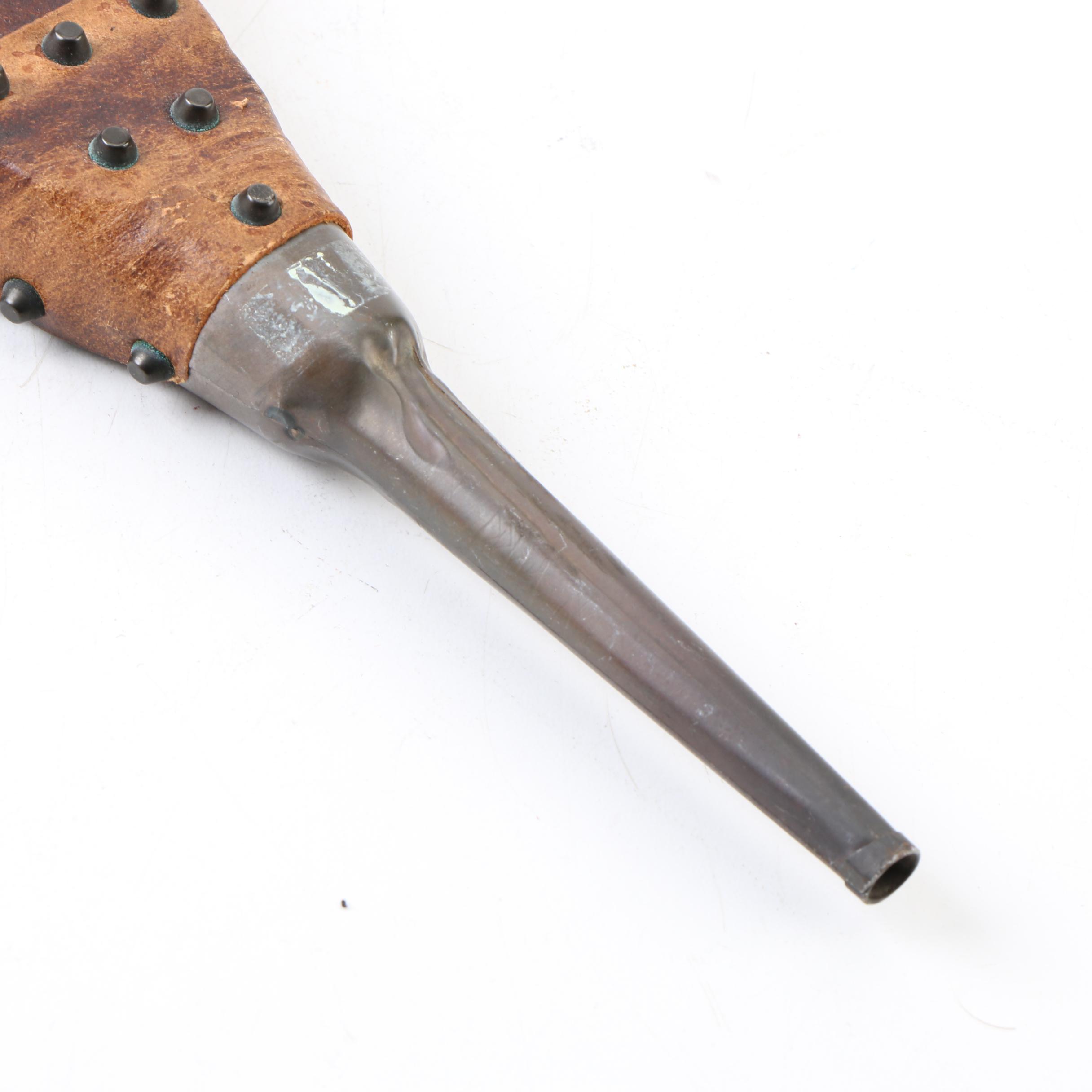 French Wooden and Leather Bellows with Metal Embellishments