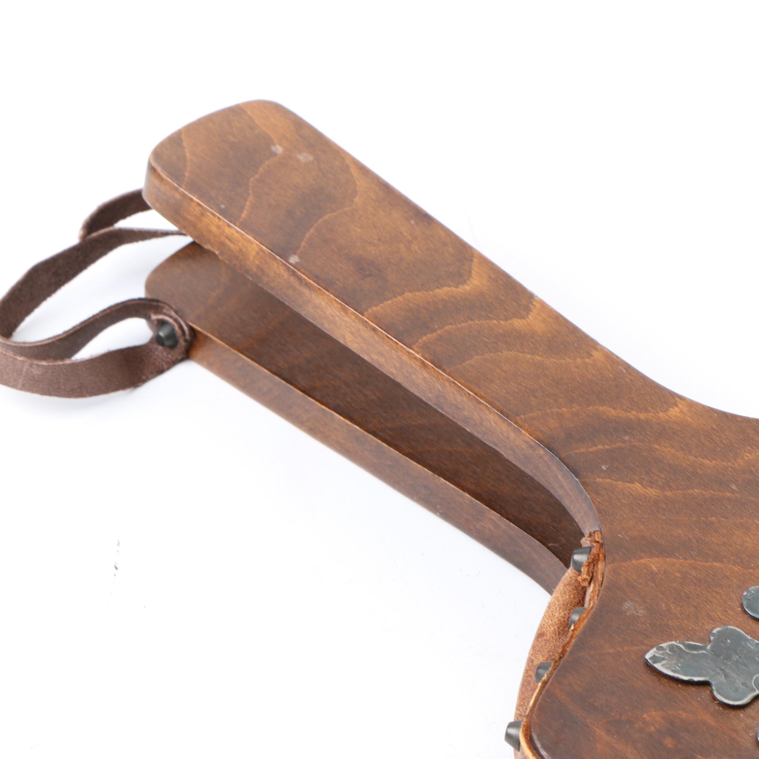 French Wooden and Leather Bellows with Metal Embellishments