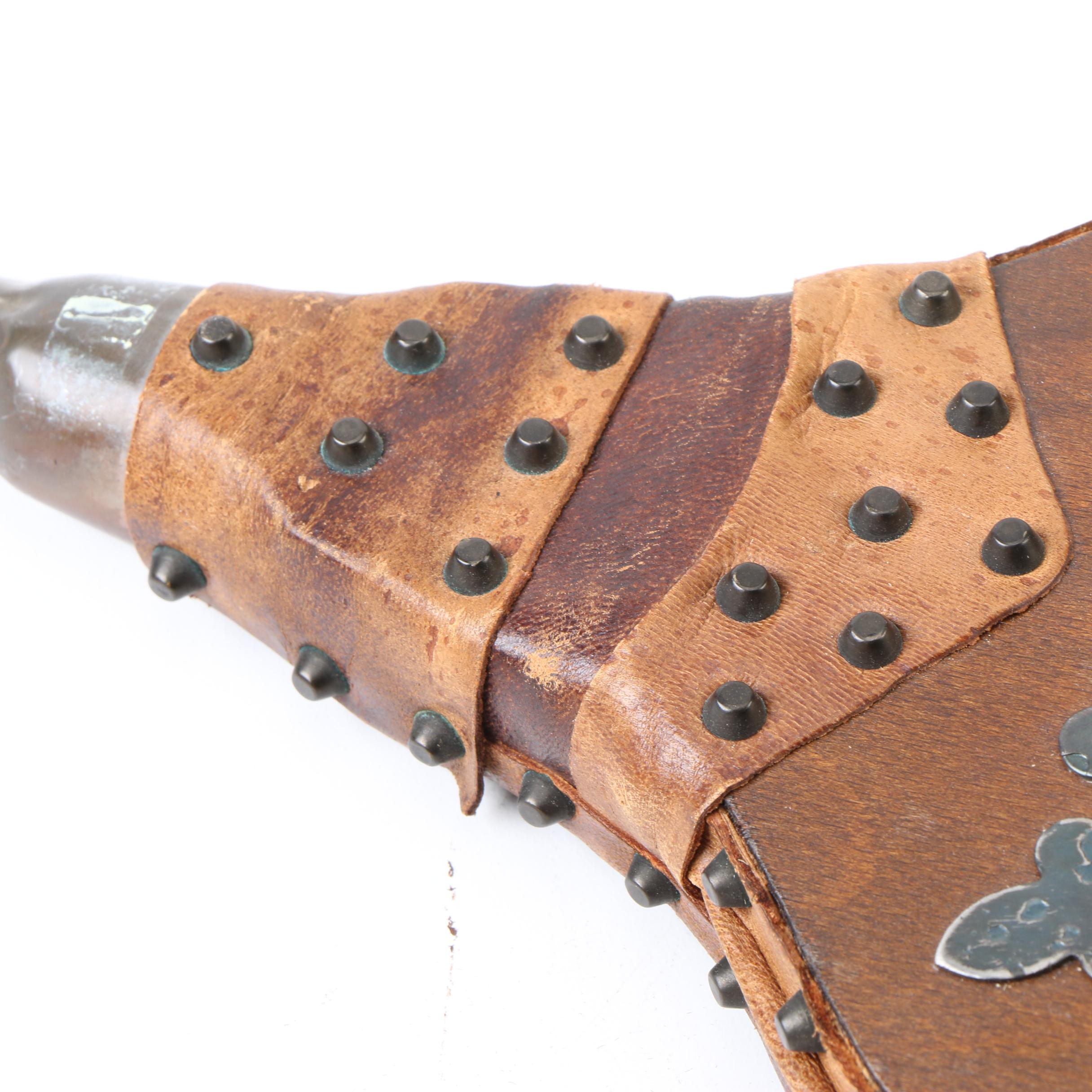 French Wooden and Leather Bellows with Metal Embellishments