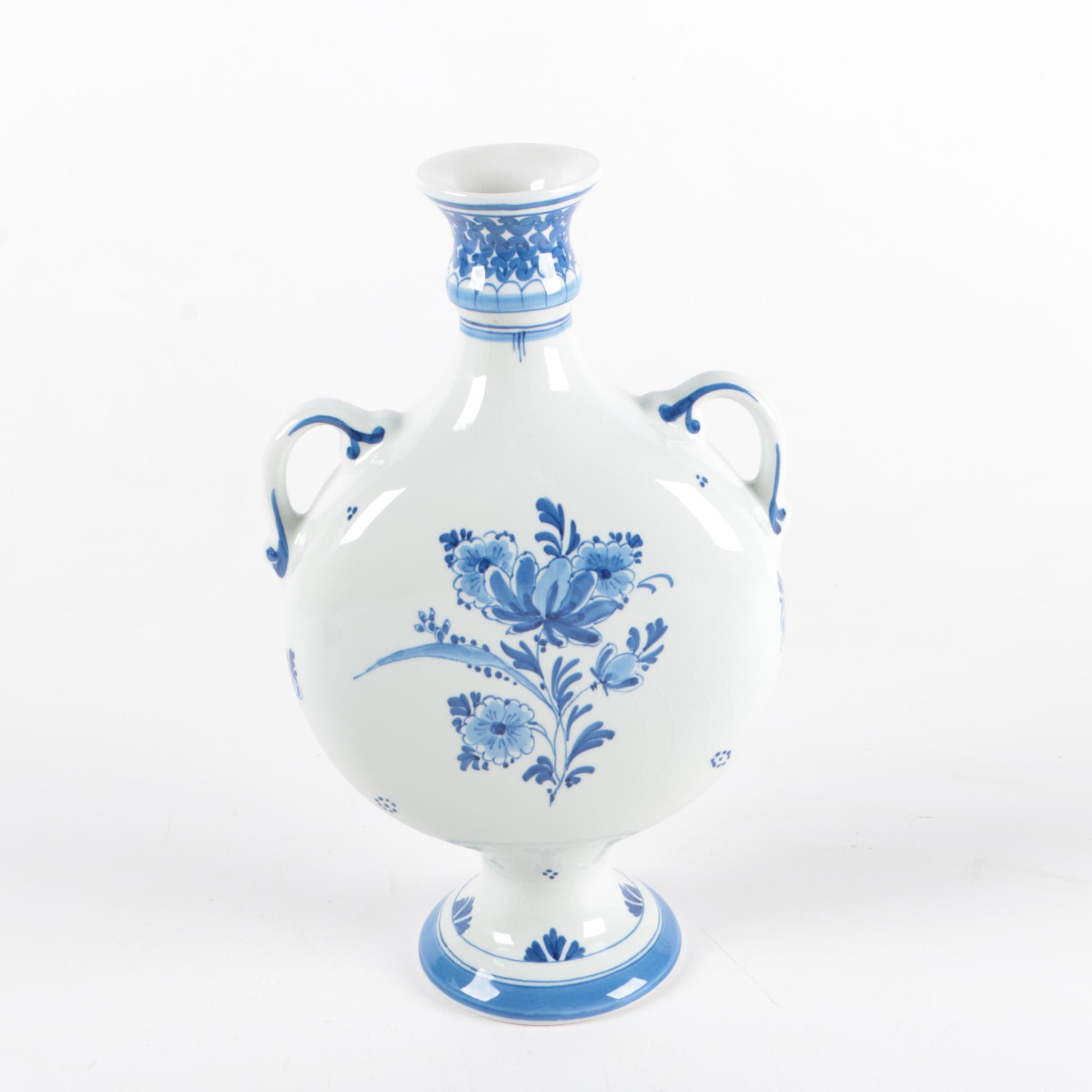 Hand Painted Delft Porcelain Vase