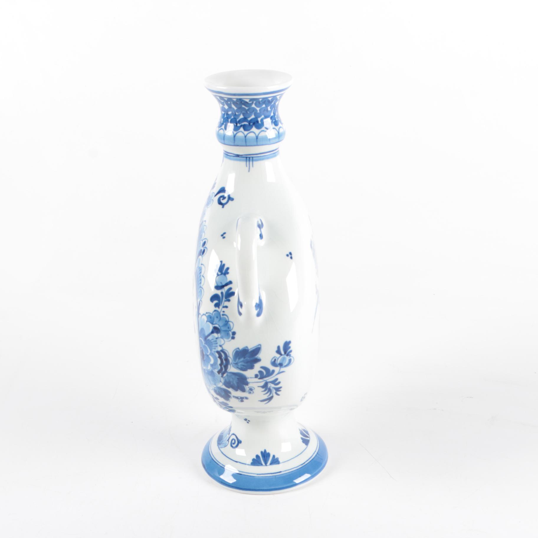 Hand Painted Delft Porcelain Vase
