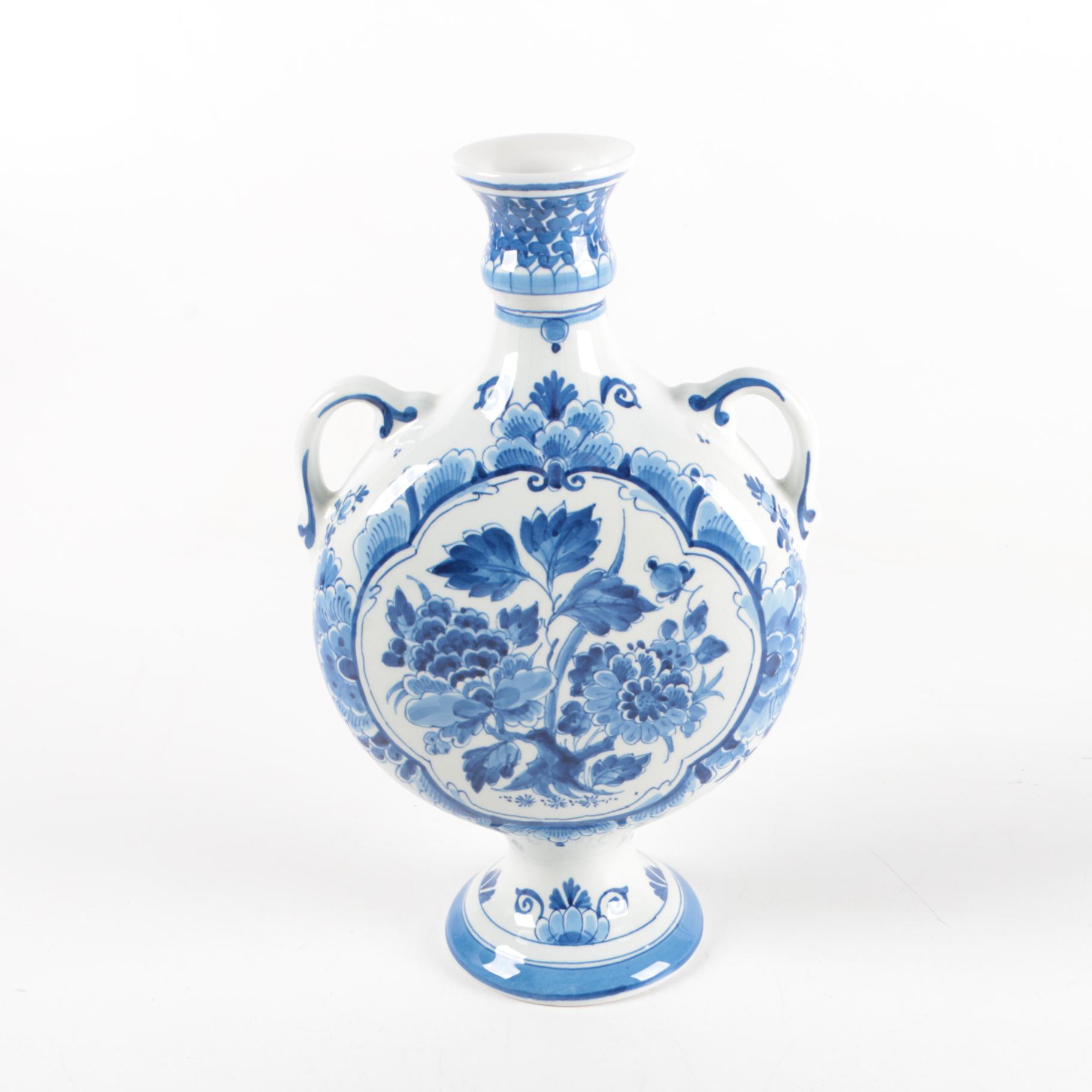 Hand Painted Delft Porcelain Vase