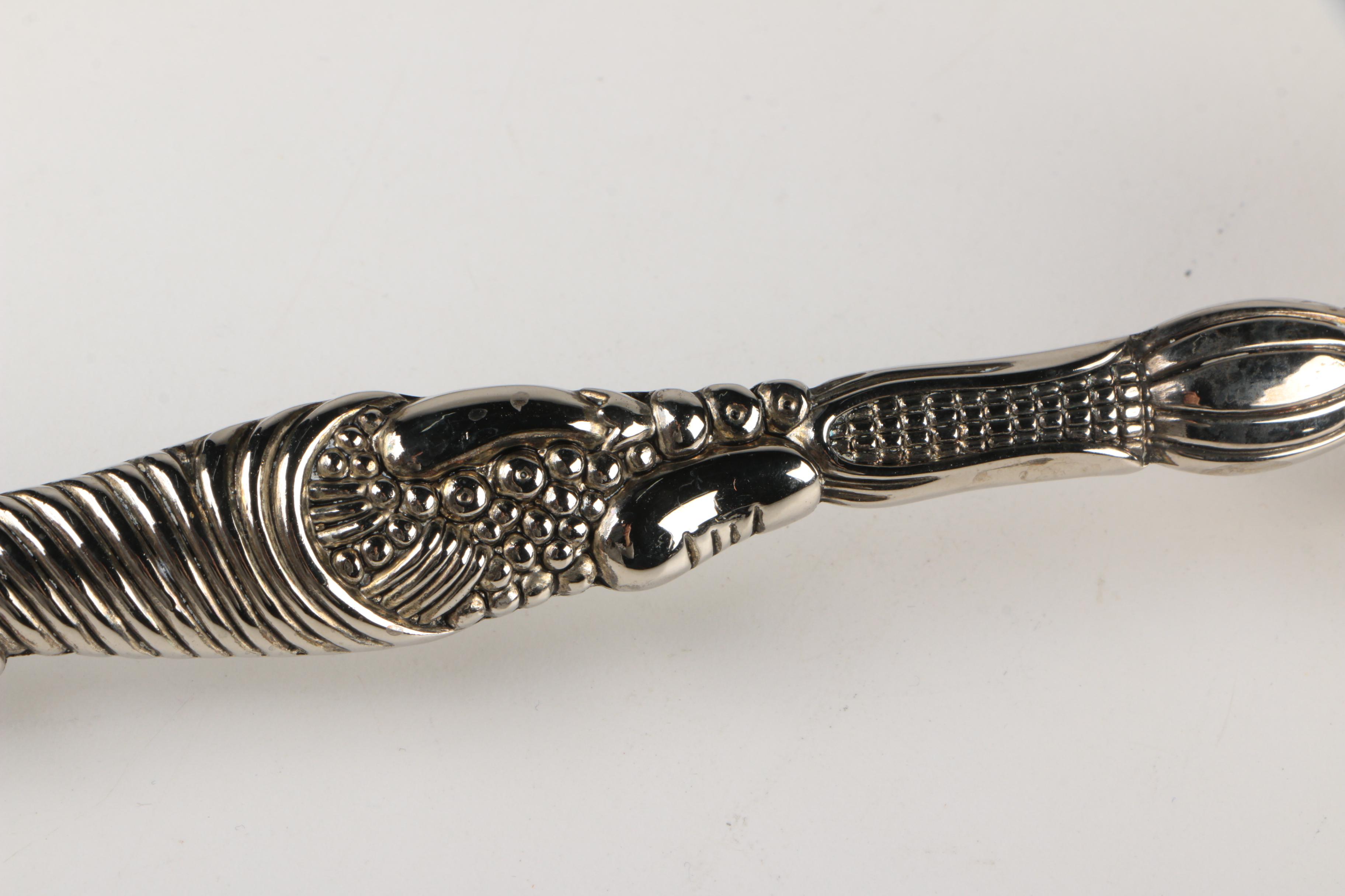 Godinger "Turkey" Silver Plate Salad Servers and Rabbit Accented Servers