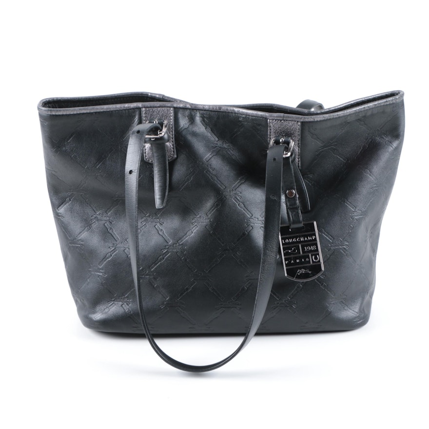 Longchamp Black Leather Tote Bag