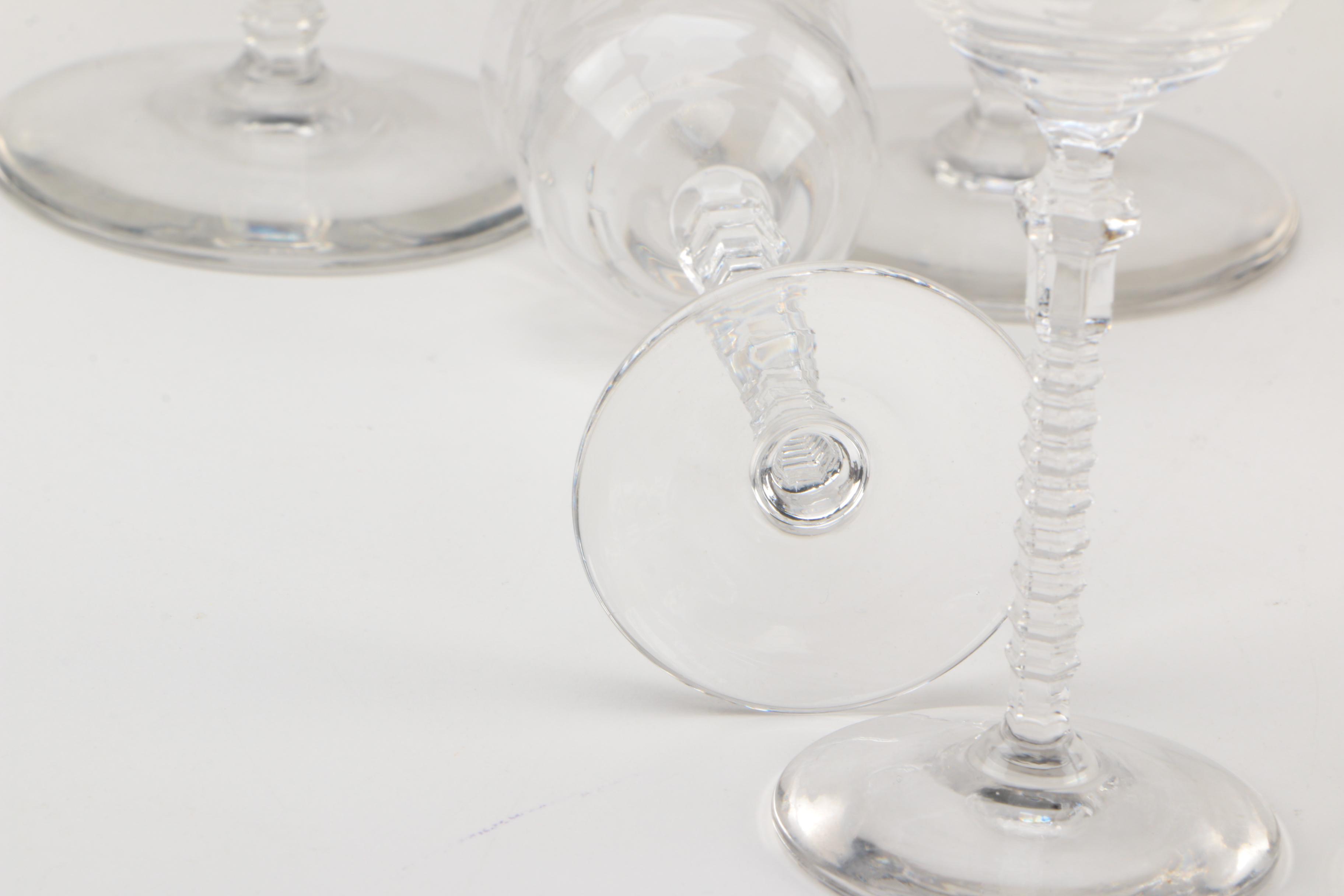 Collection of Vintage Floral Cut and Etched Glass Stemware