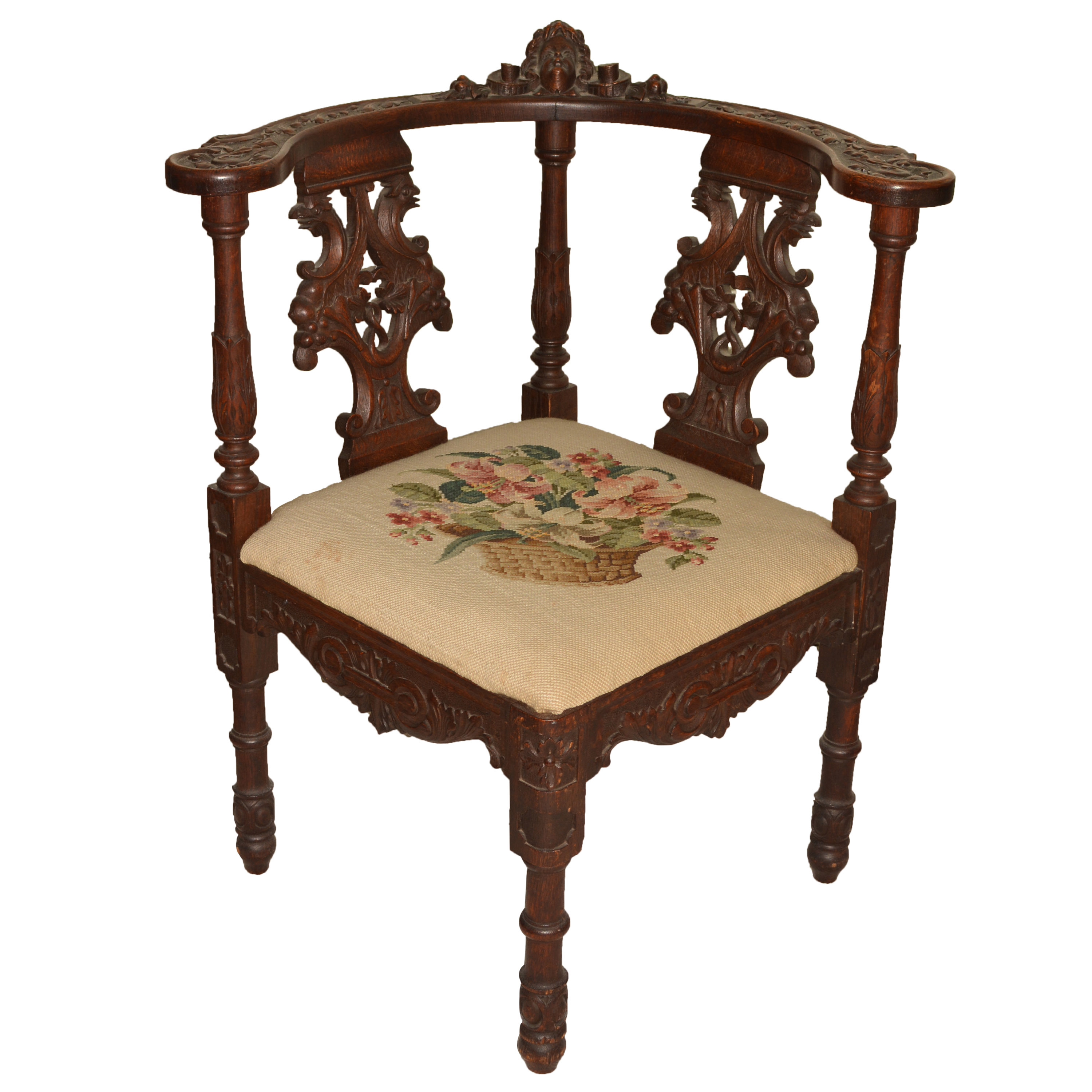 Late 19th Century Italian Oak Corner Chair