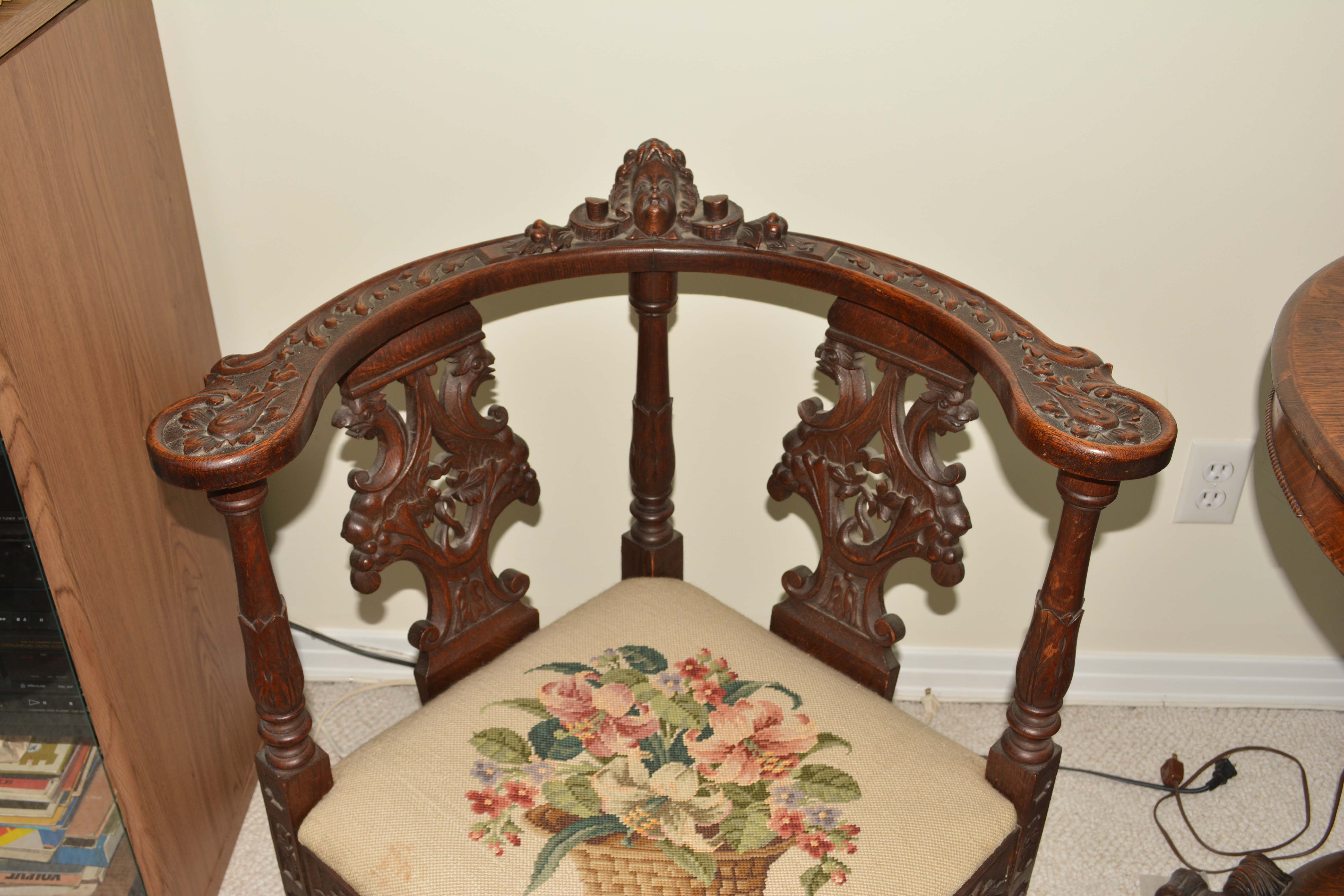 Late 19th Century Italian Oak Corner Chair