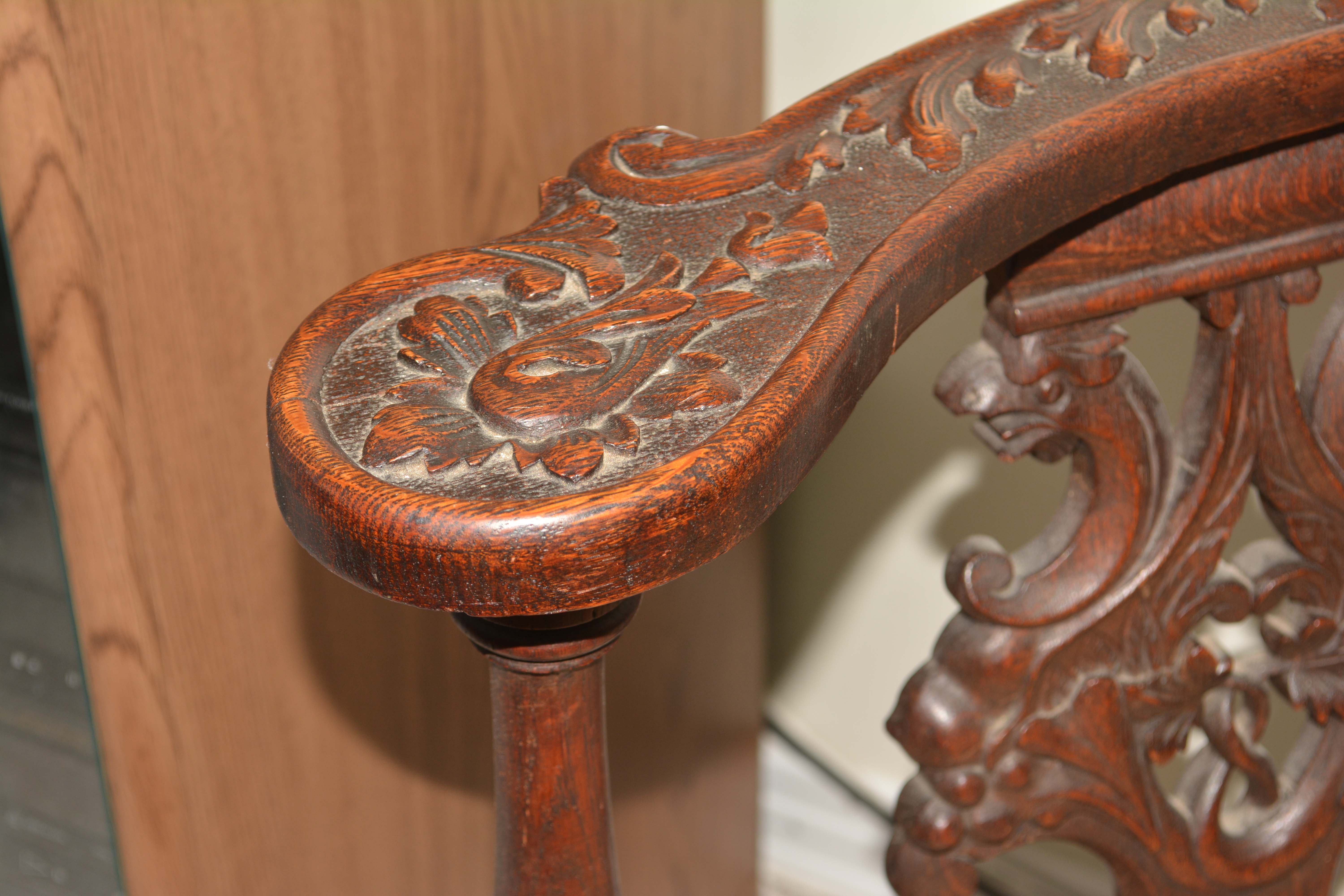 Late 19th Century Italian Oak Corner Chair