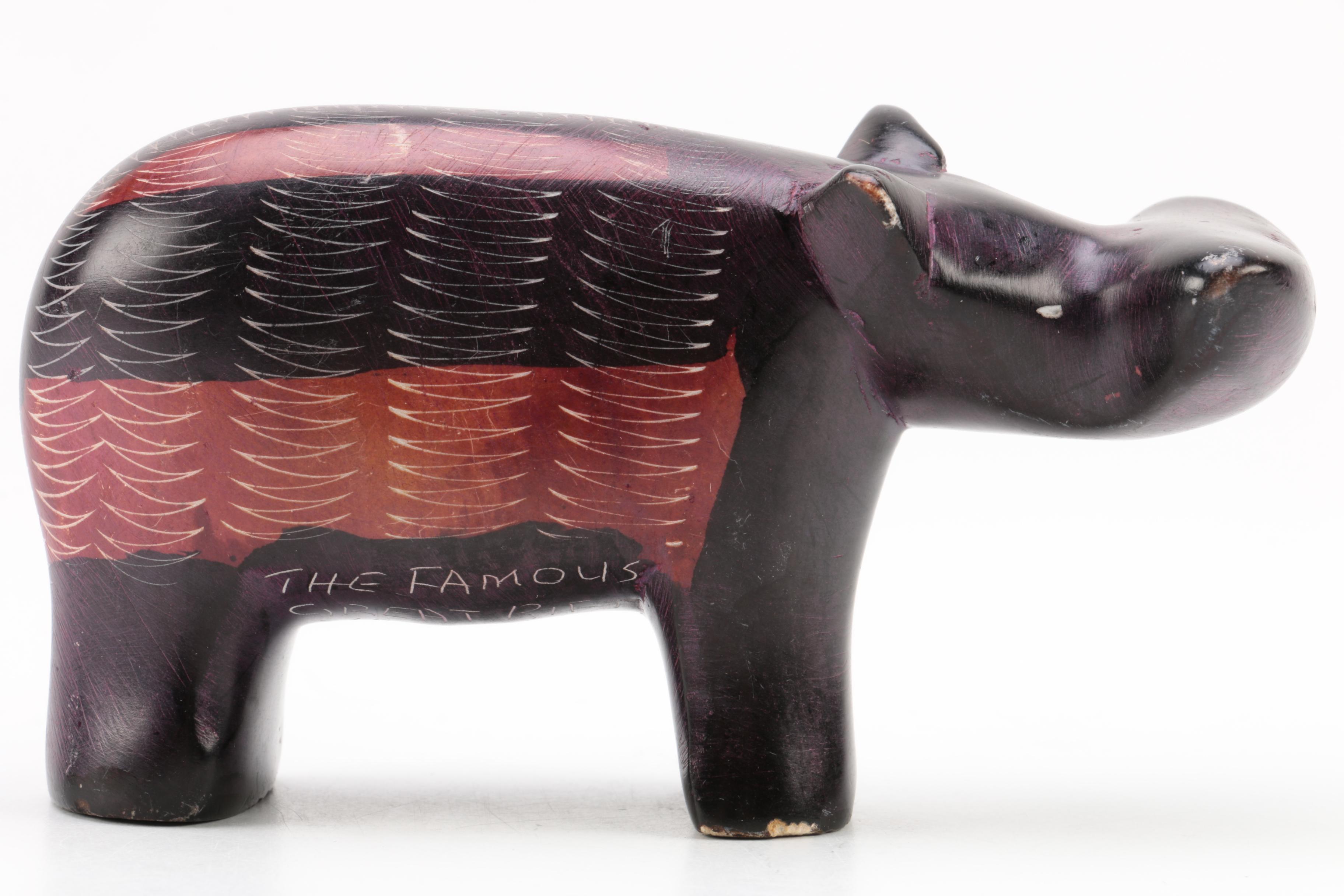 Hand Carved Soapstone "Great Rift Valley View Point" Hippopotamus Figurine