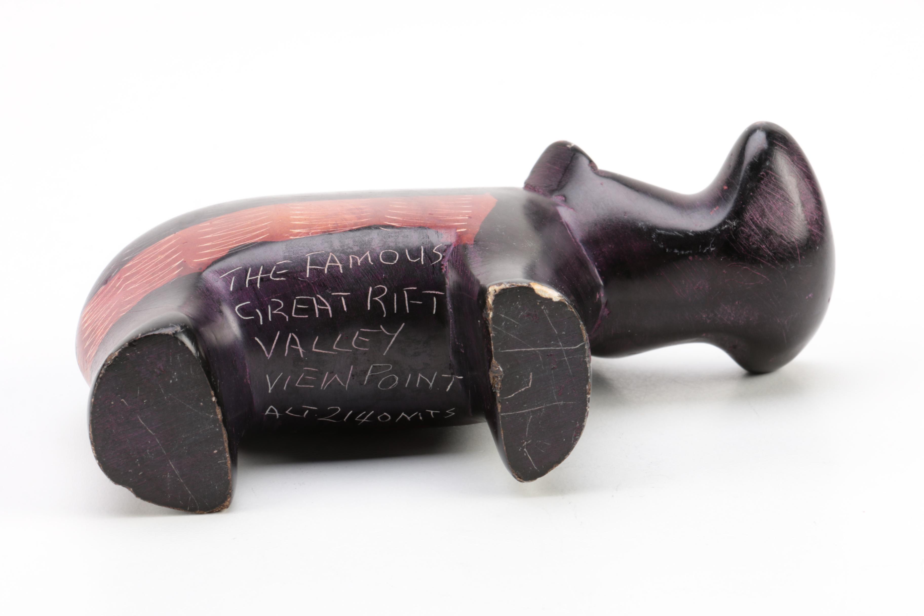 Hand Carved Soapstone "Great Rift Valley View Point" Hippopotamus Figurine
