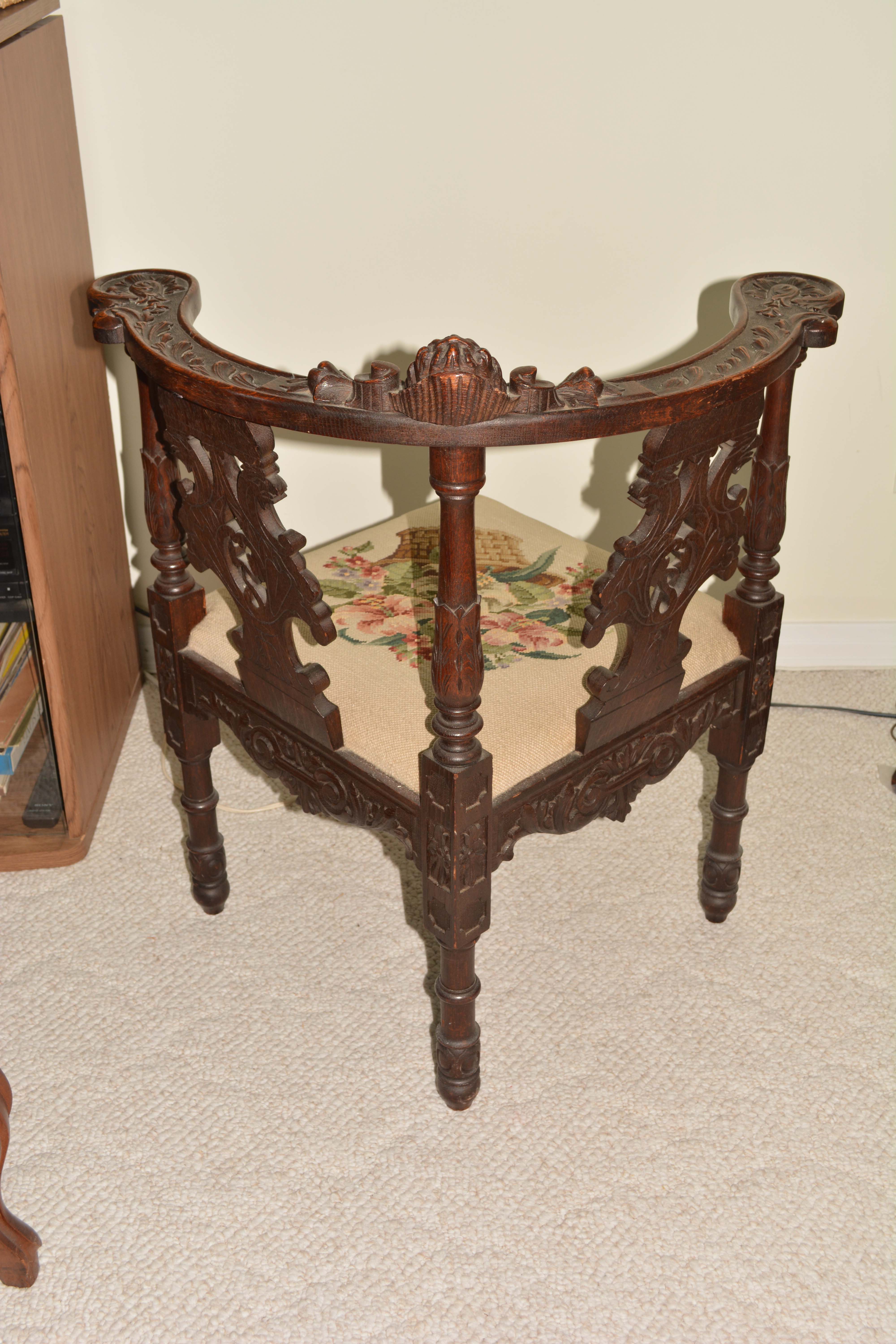 Late 19th Century Italian Oak Corner Chair
