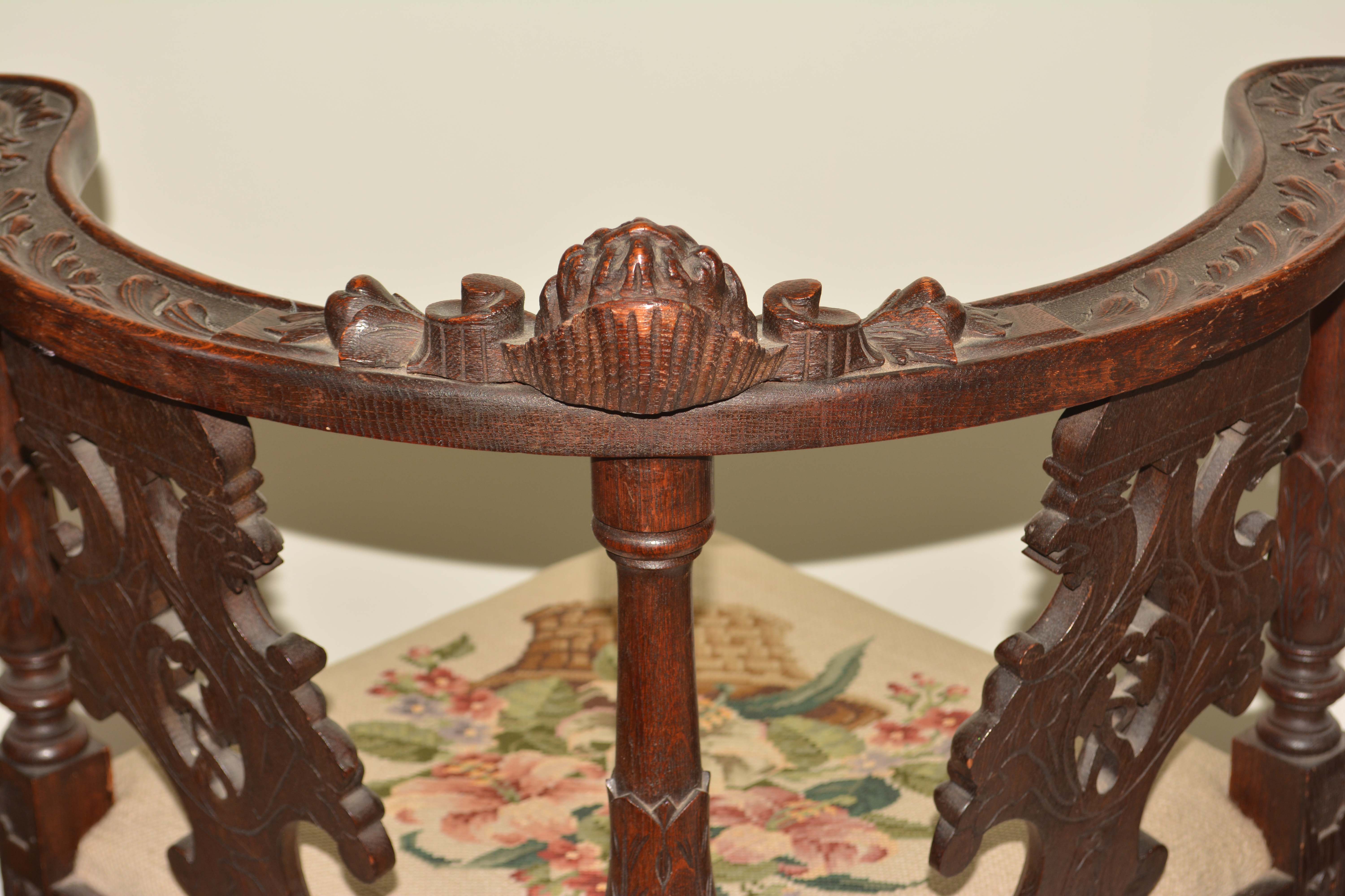 Late 19th Century Italian Oak Corner Chair