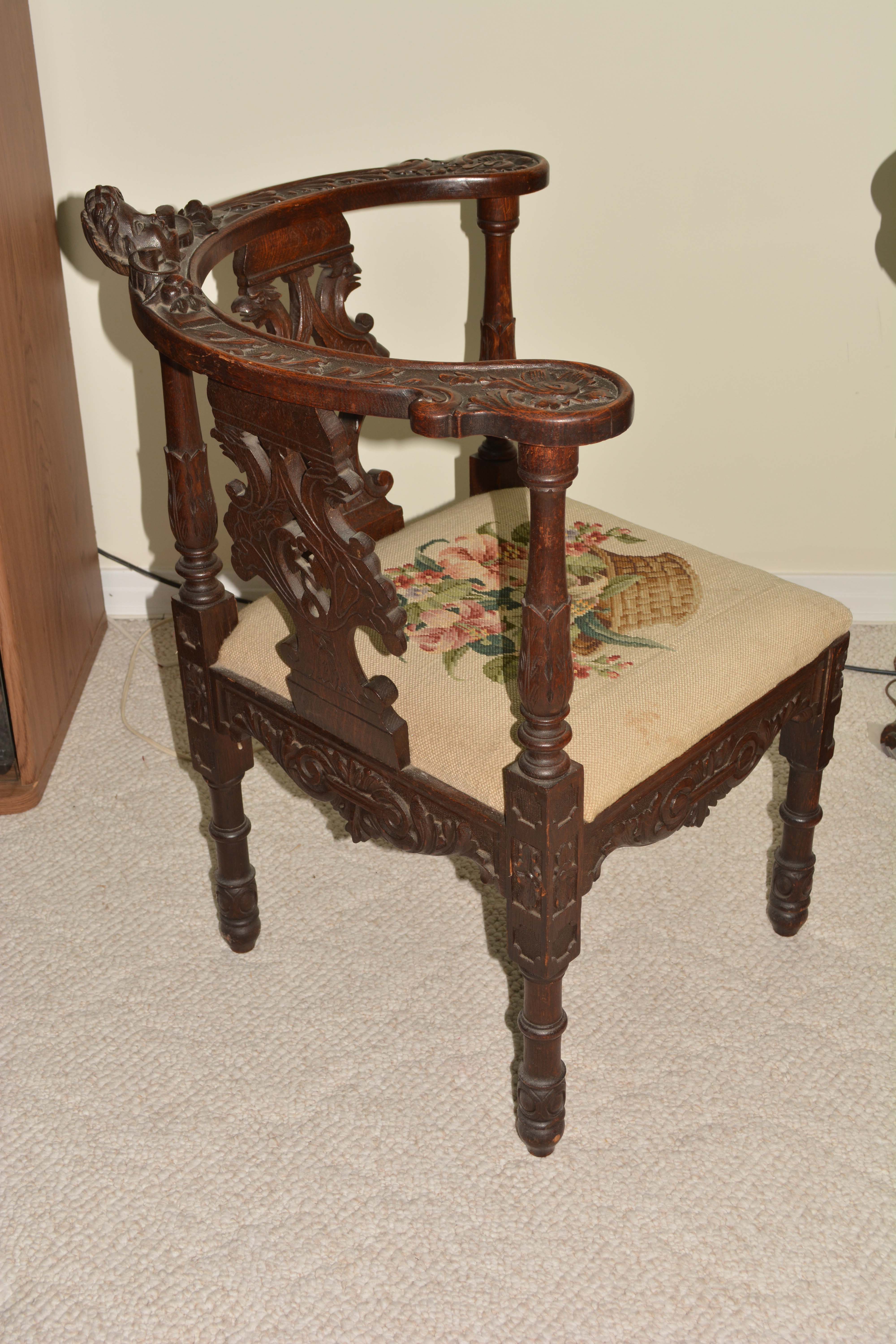Late 19th Century Italian Oak Corner Chair