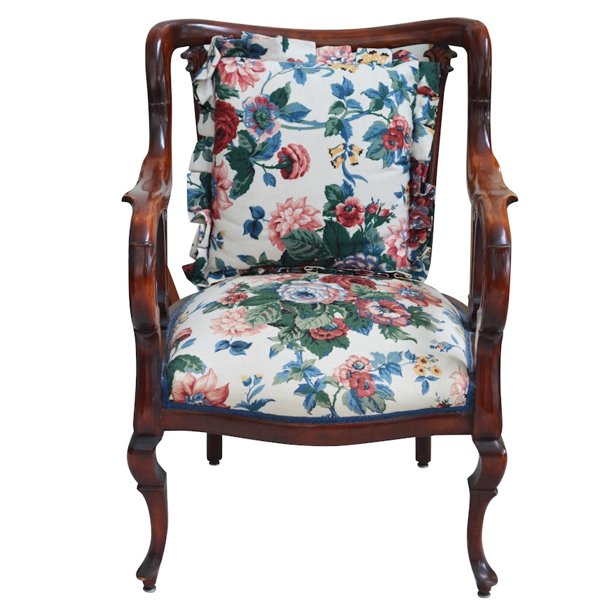 Antique Colonial-Revival Birch Armchair