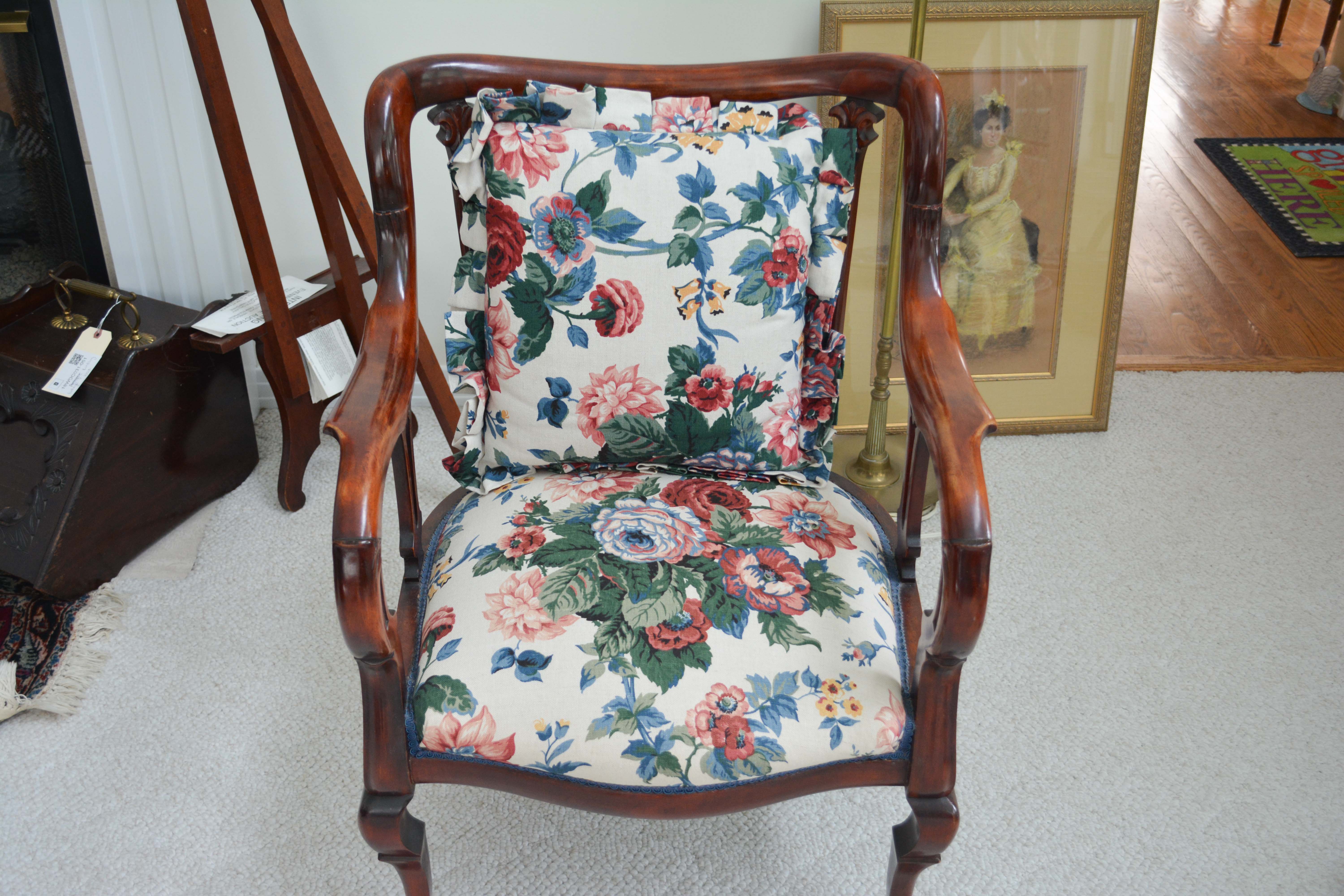 Antique Colonial-Revival Birch Armchair