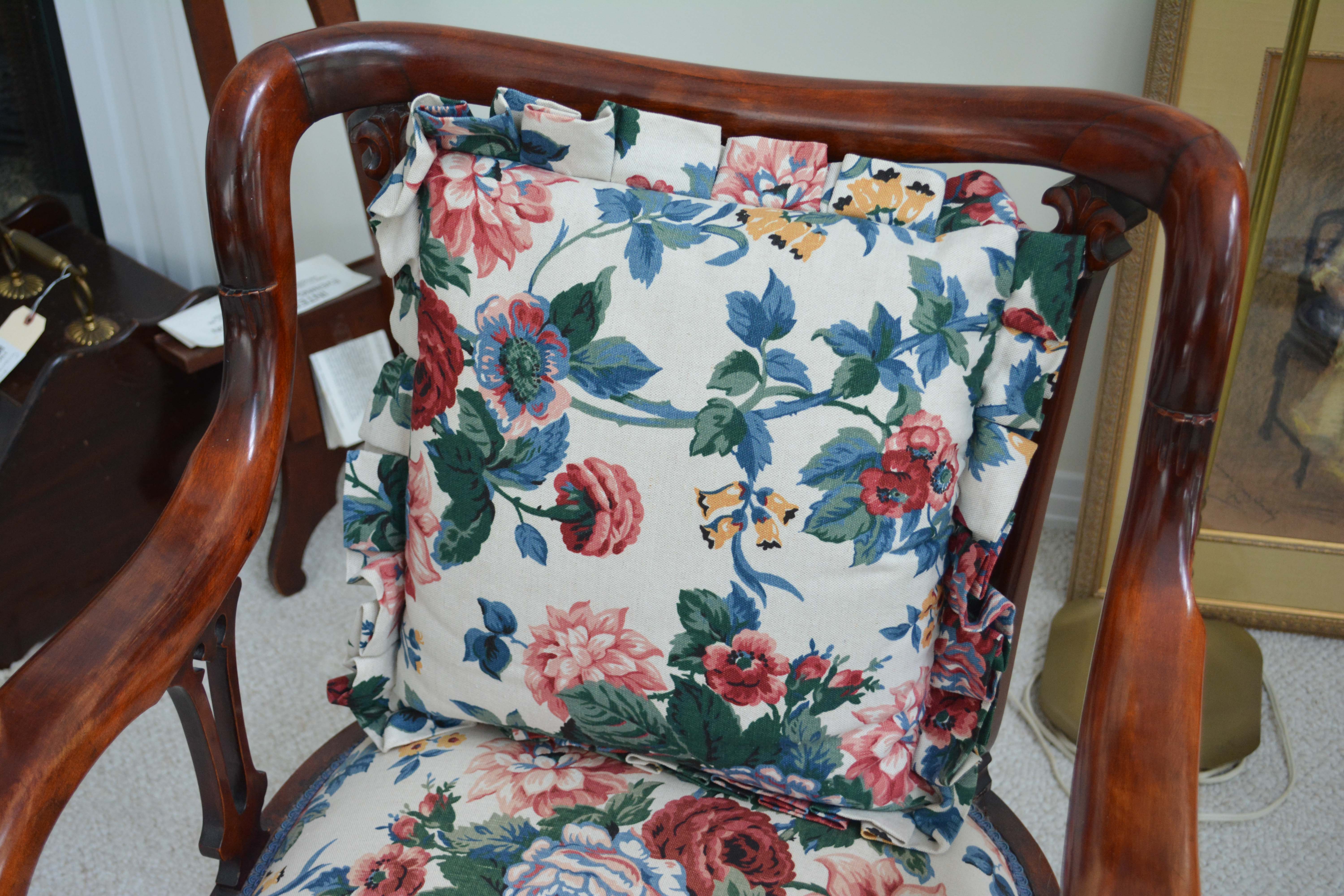 Antique Colonial-Revival Birch Armchair