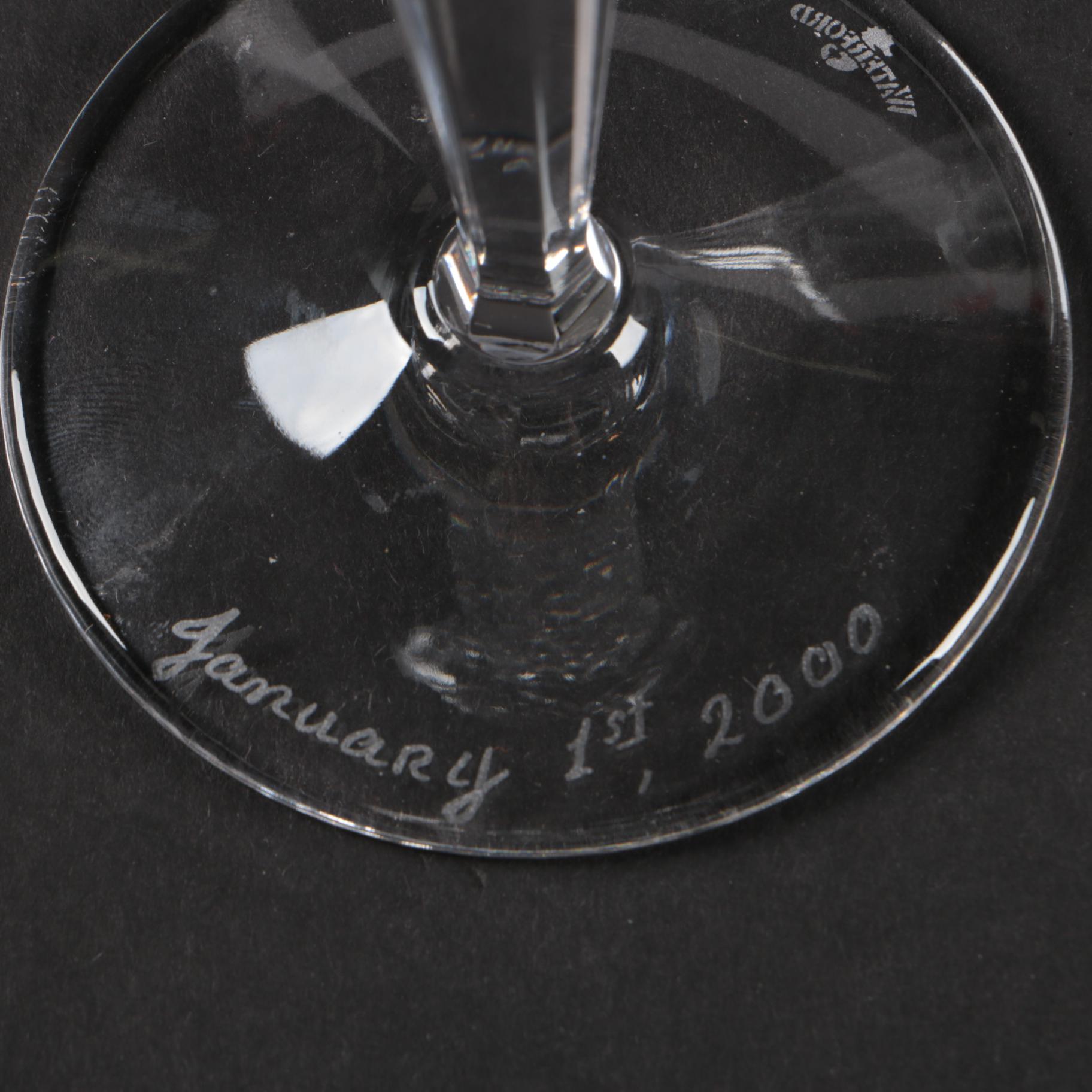 Waterford Crystal "Millennium Series: Happiness" Artist Signed Toasting Flutes