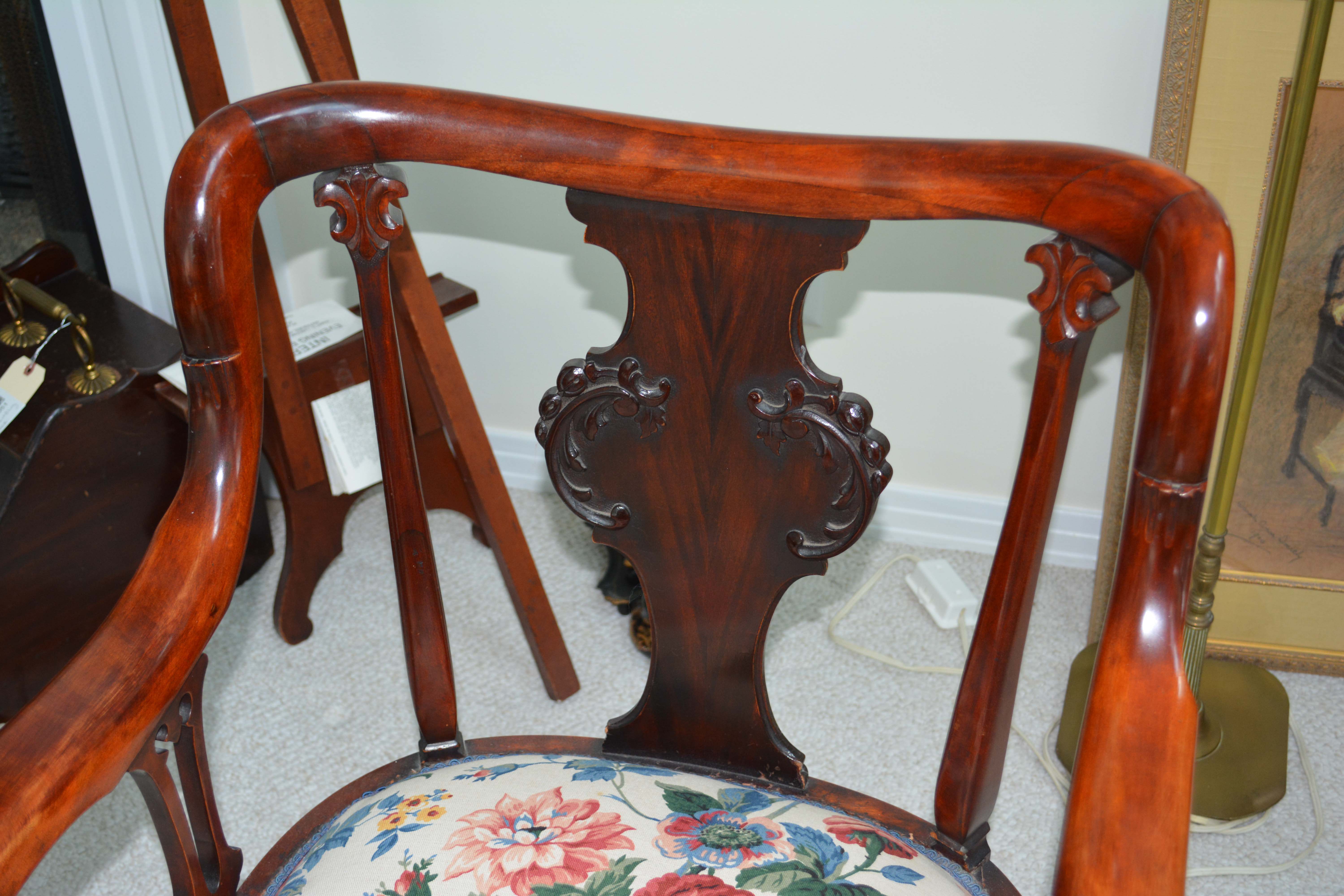 Antique Colonial-Revival Birch Armchair