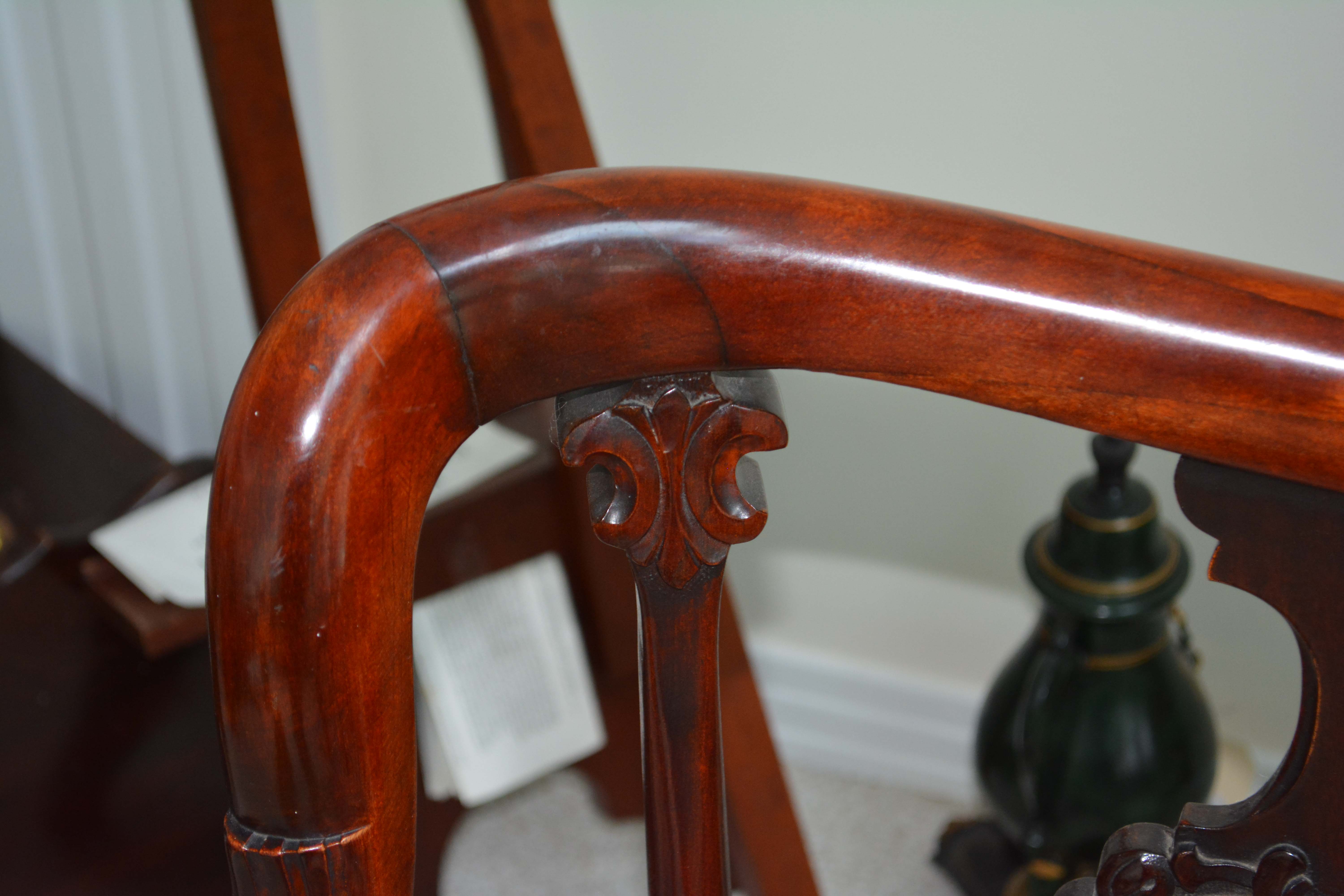 Antique Colonial-Revival Birch Armchair