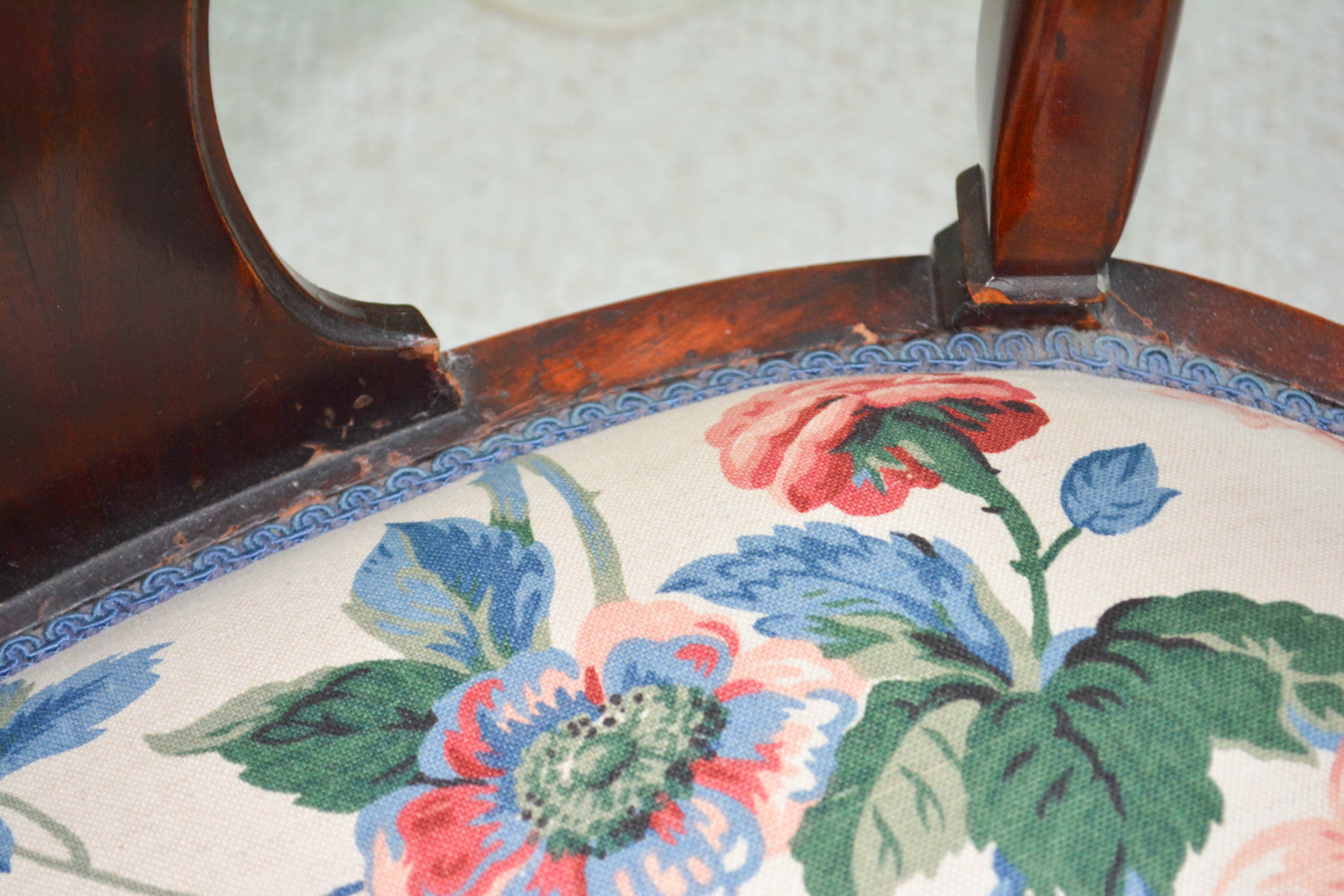 Antique Colonial-Revival Birch Armchair