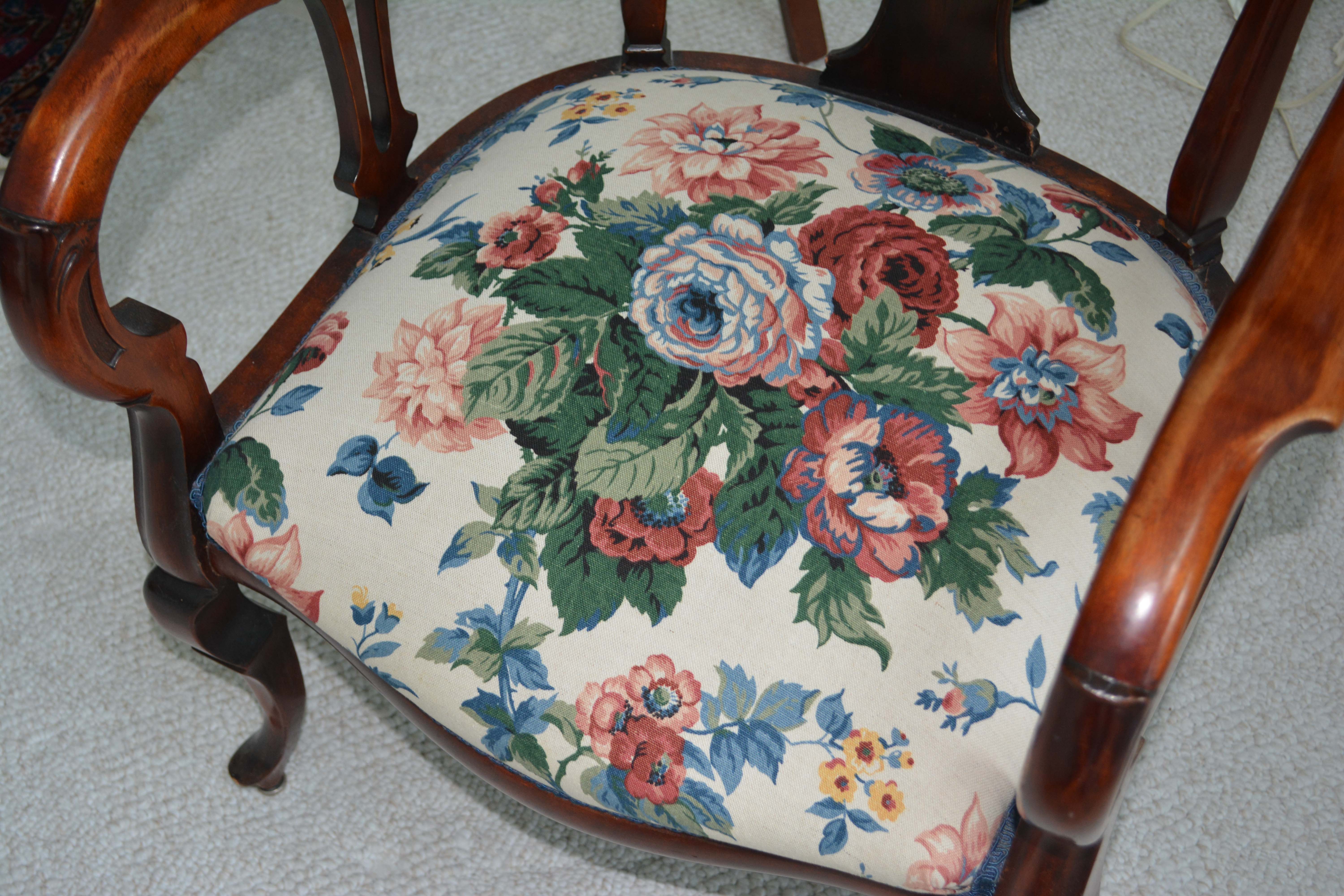 Antique Colonial-Revival Birch Armchair
