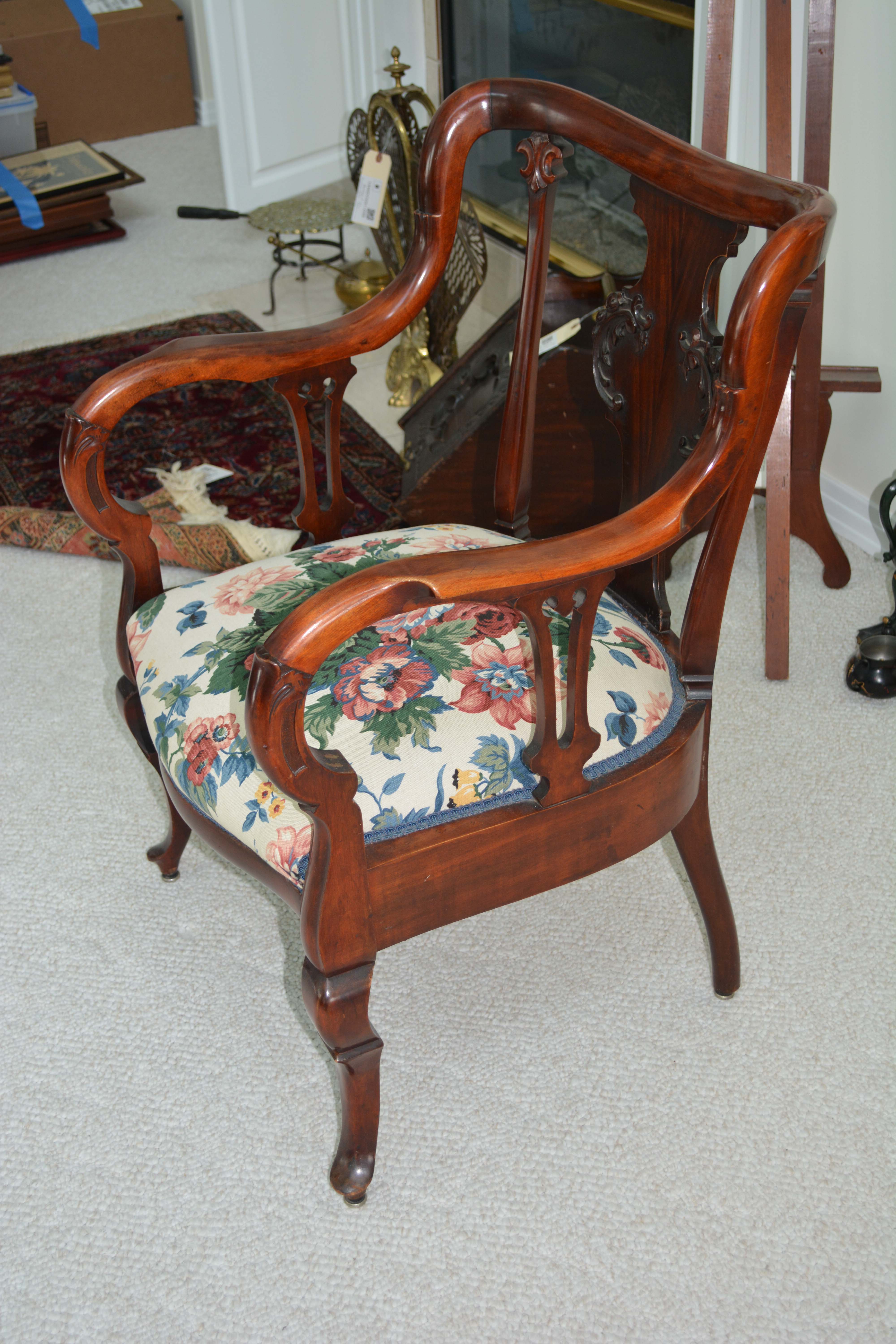 Antique Colonial-Revival Birch Armchair