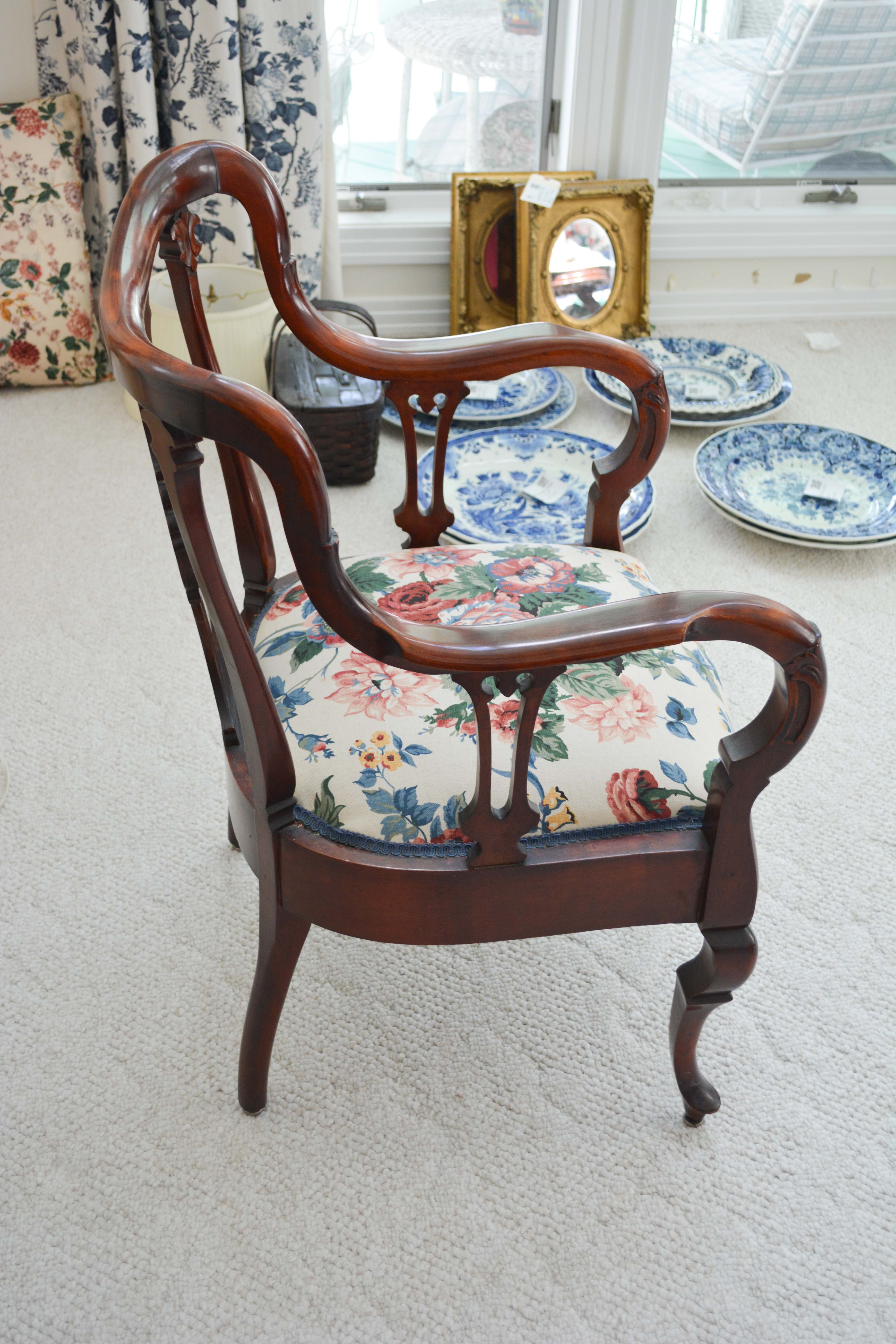 Antique Colonial-Revival Birch Armchair