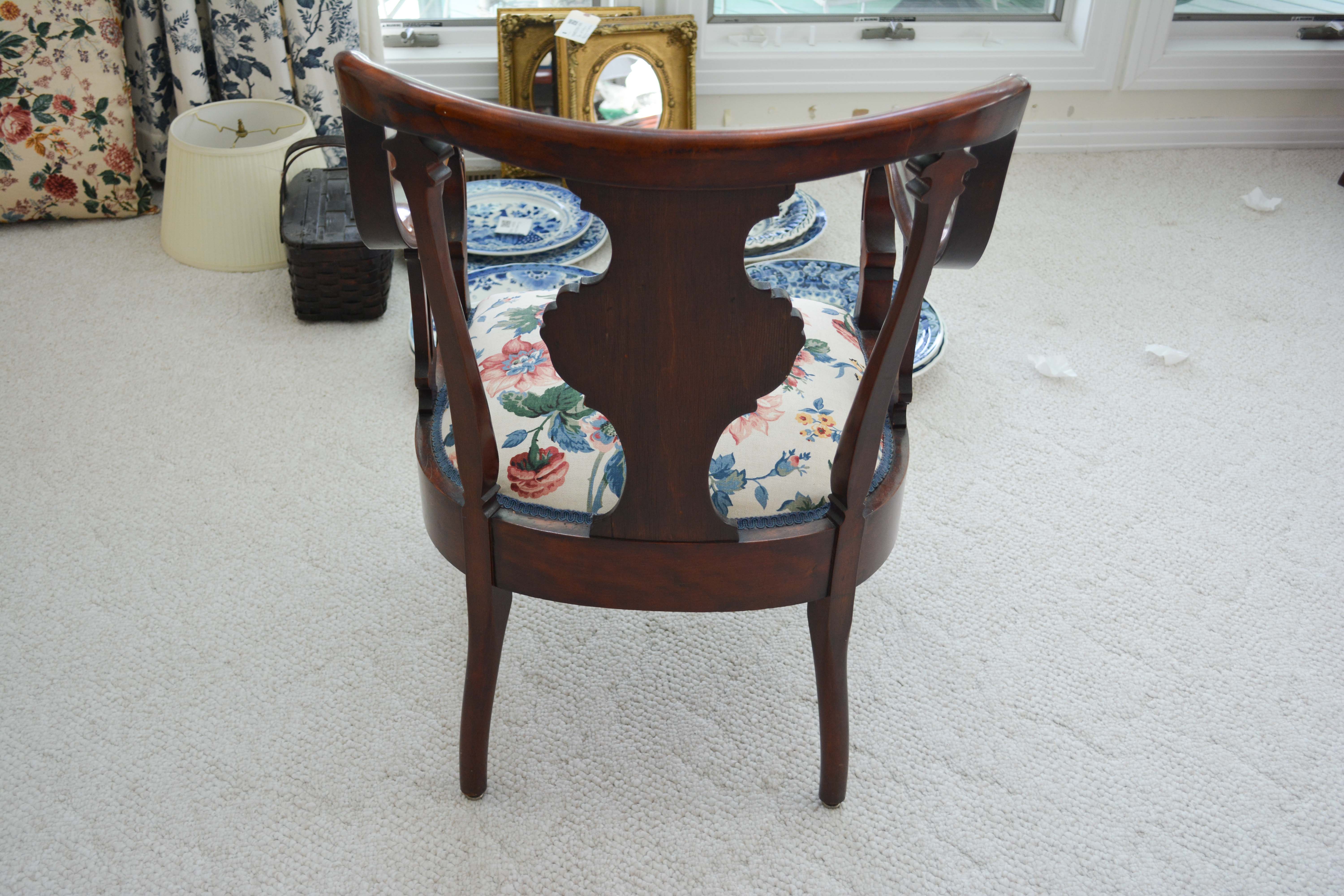 Antique Colonial-Revival Birch Armchair