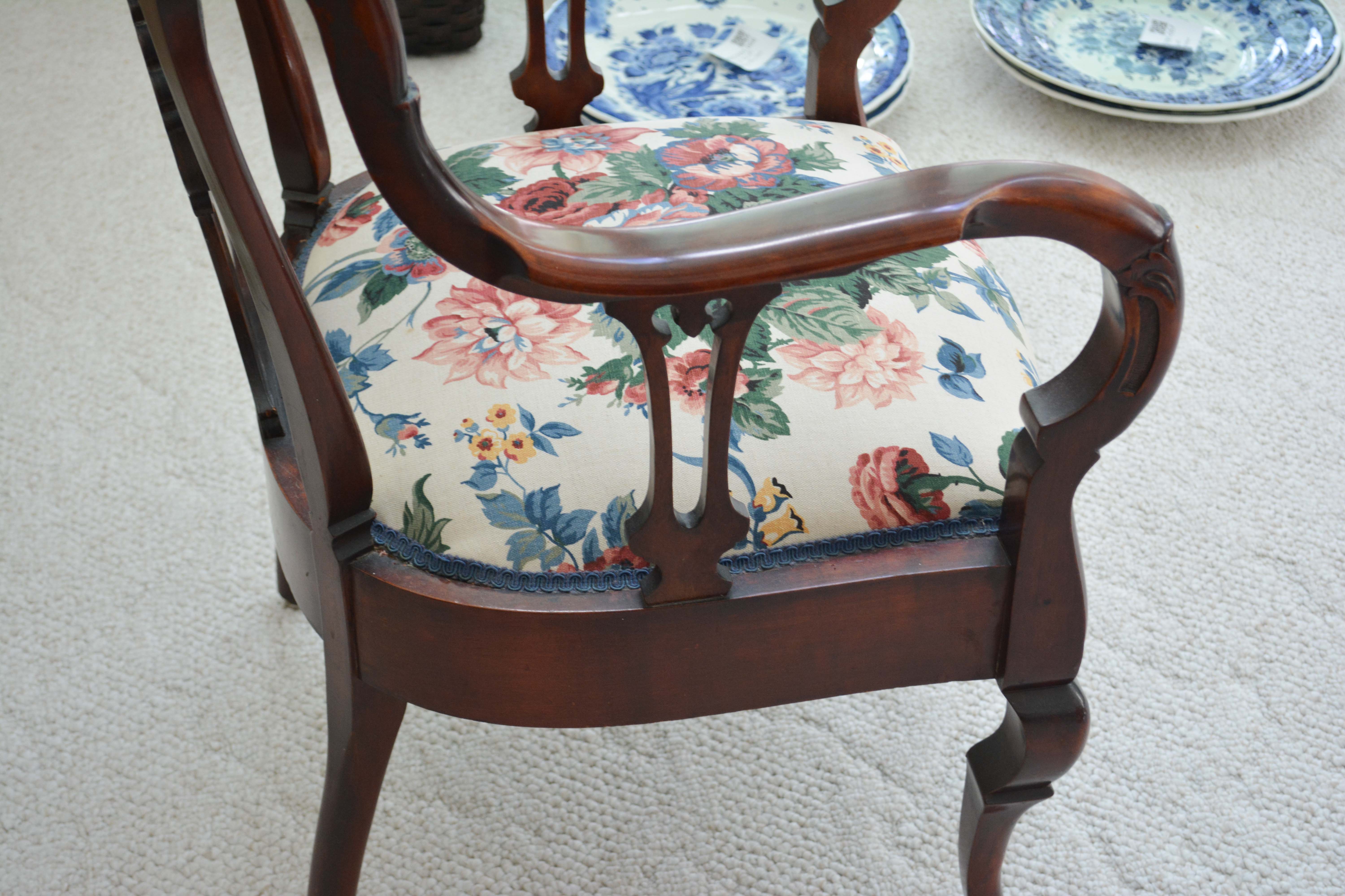 Antique Colonial-Revival Birch Armchair