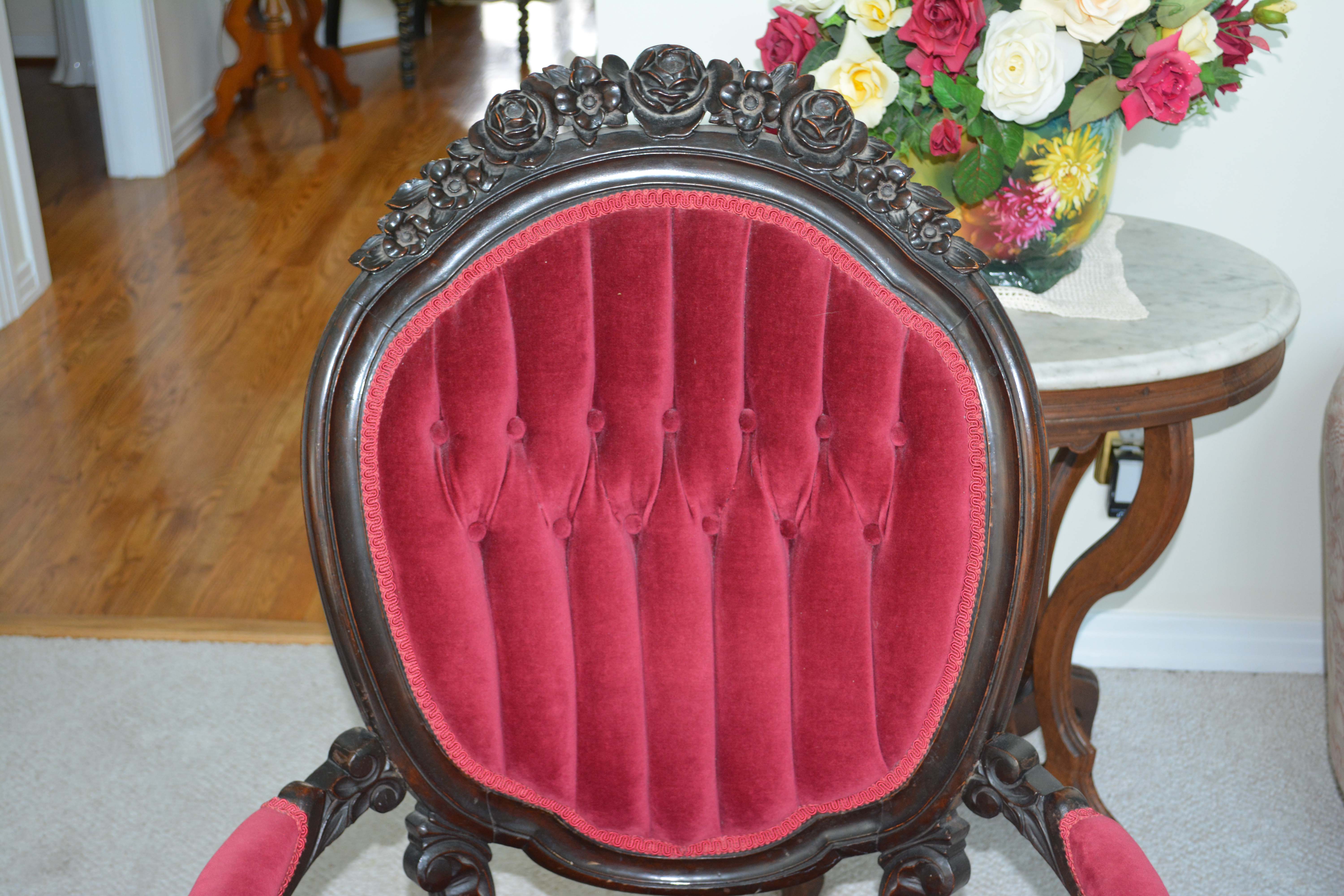 Victorian Carved Walnut Armchair