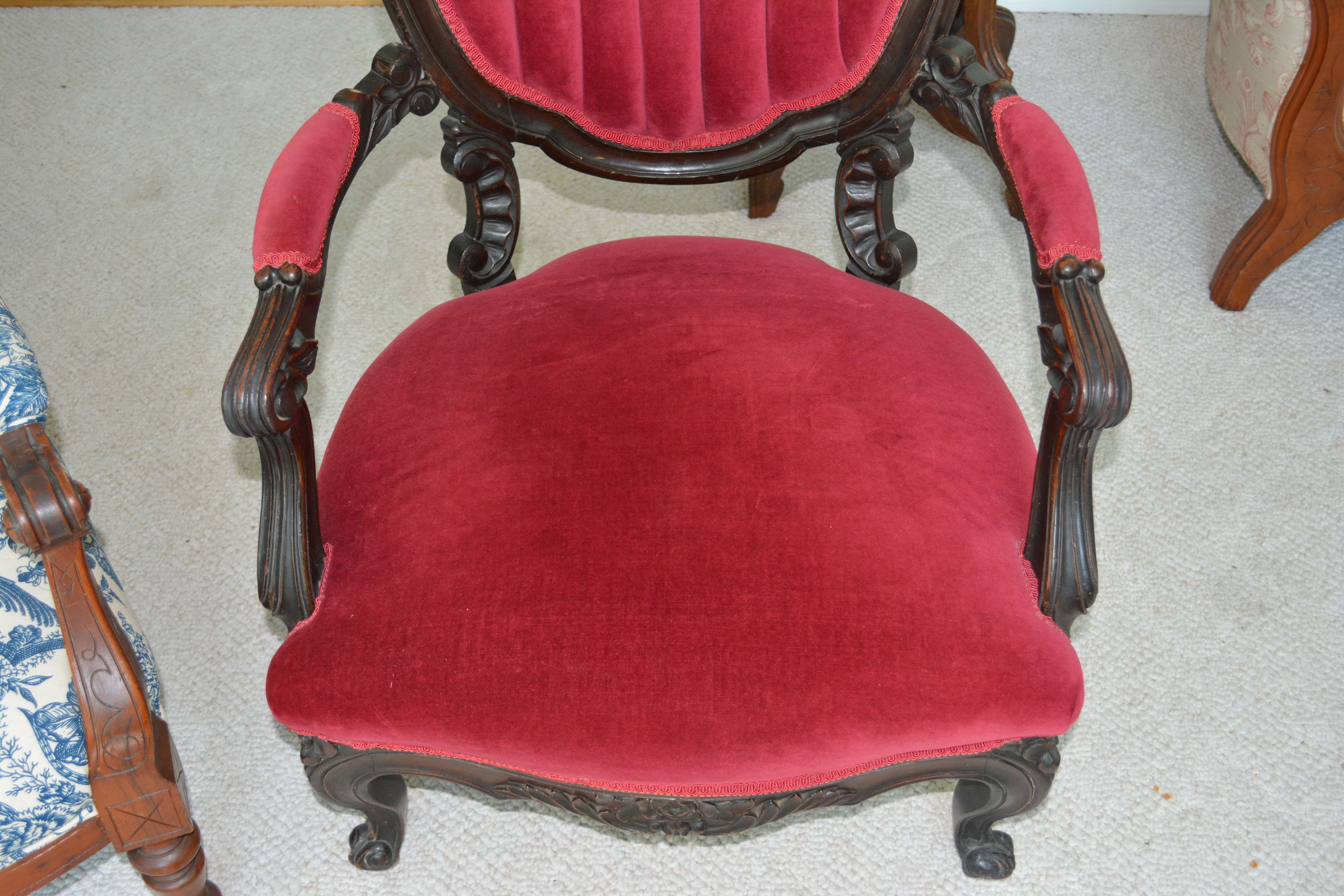 Victorian Carved Walnut Armchair