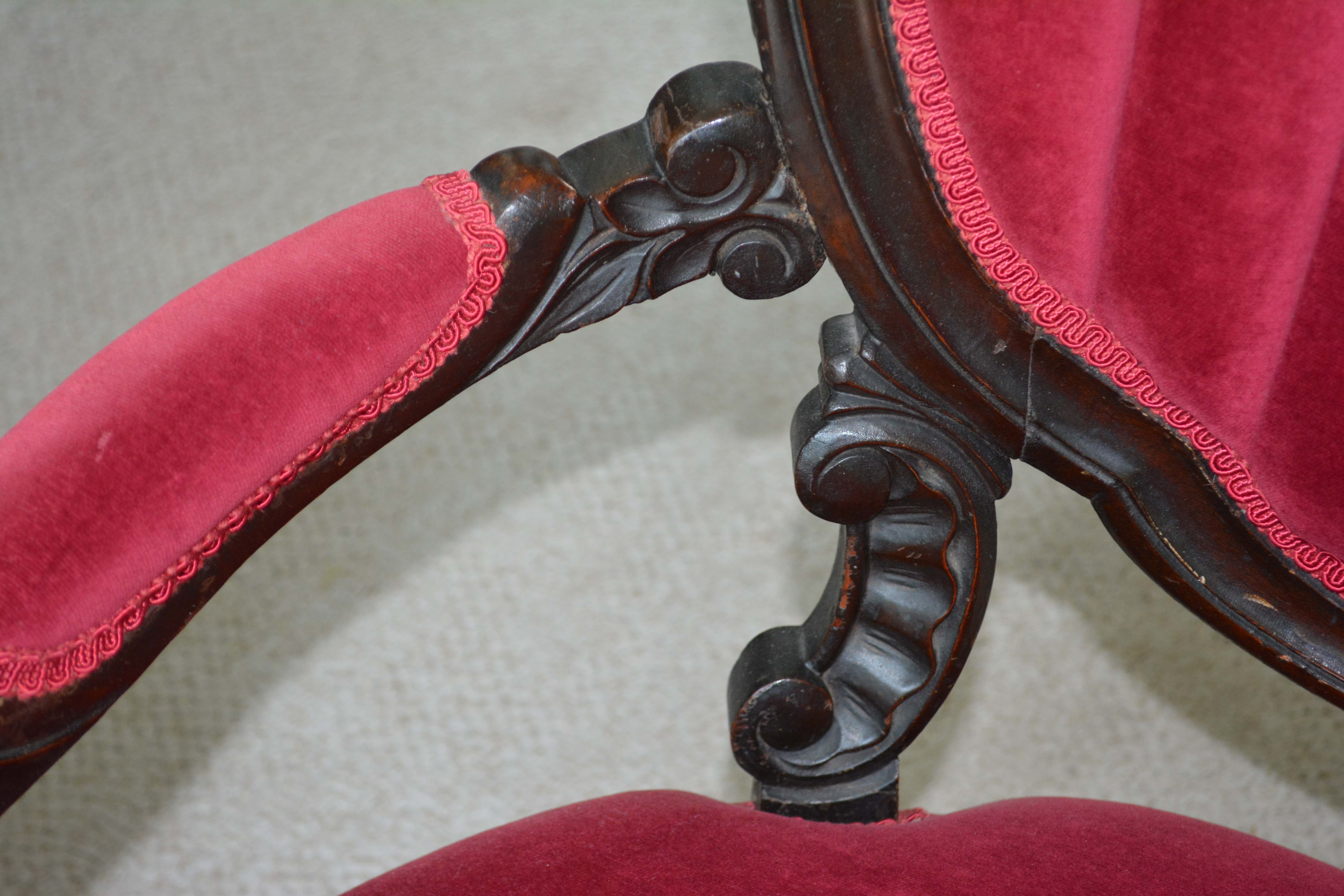 Victorian Carved Walnut Armchair