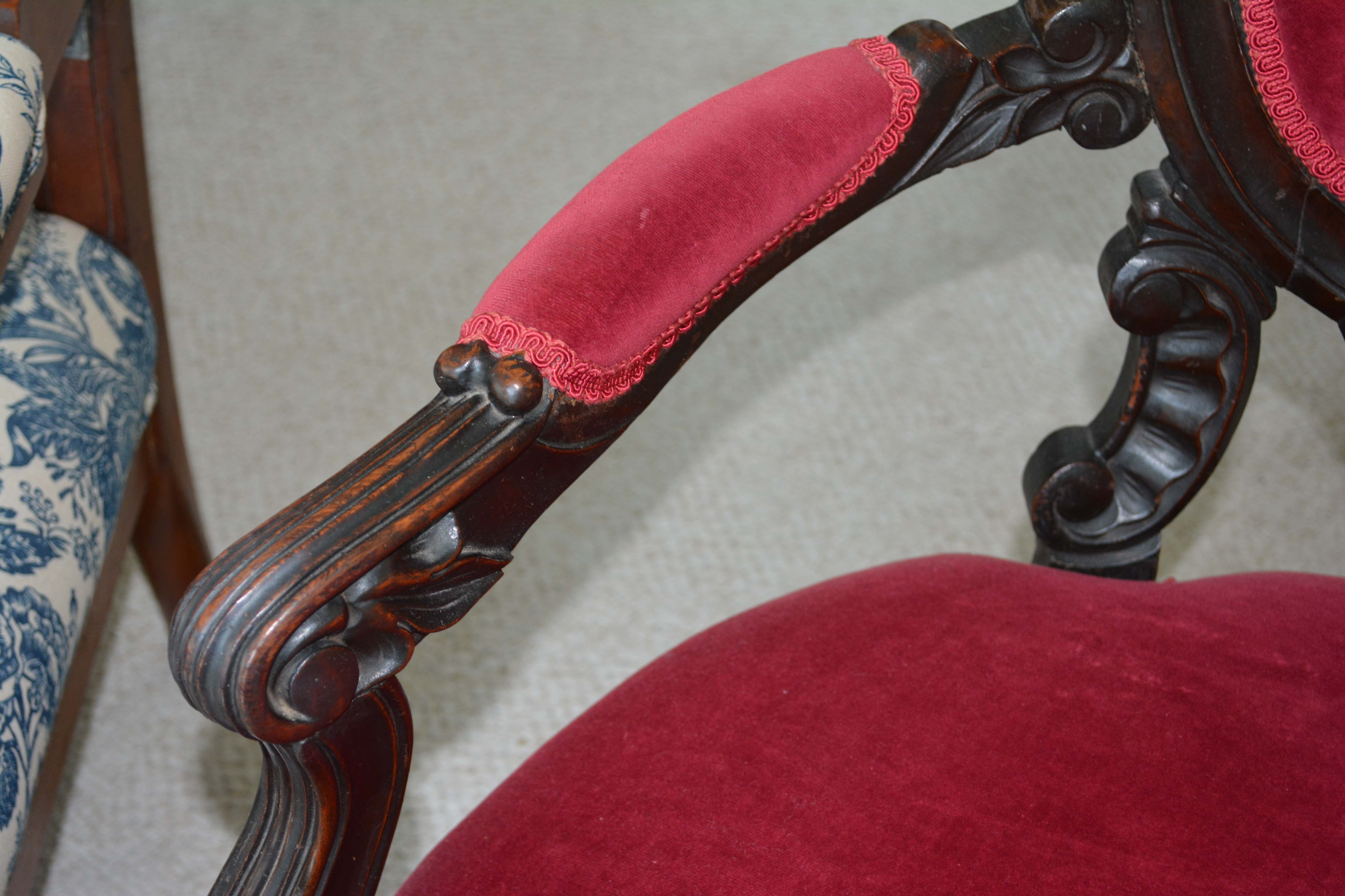 Victorian Carved Walnut Armchair