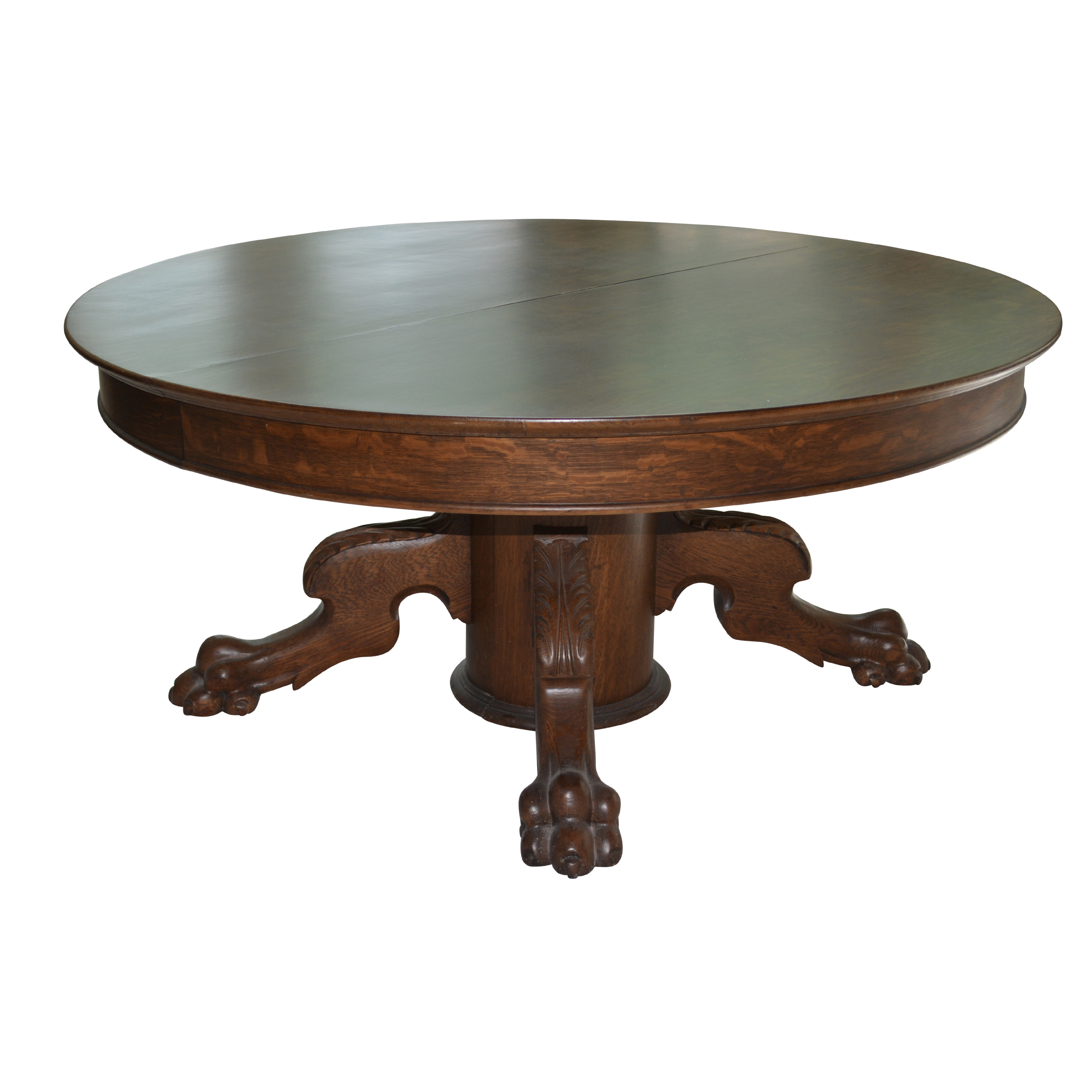 Oak Pedestal Coffee Table with Paw Feet