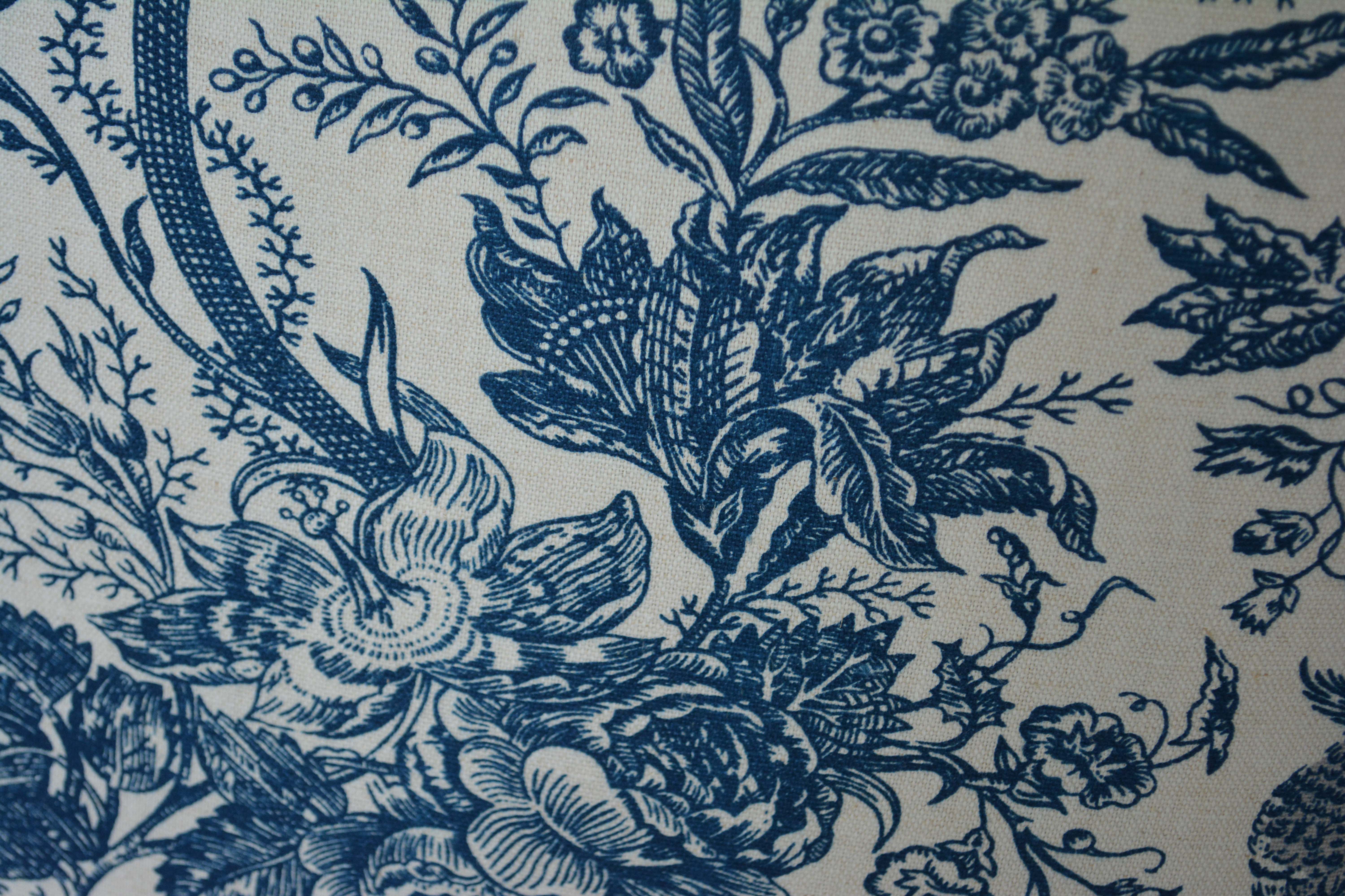 Victorian Renaissance-Revival Armchair in Blue Toile