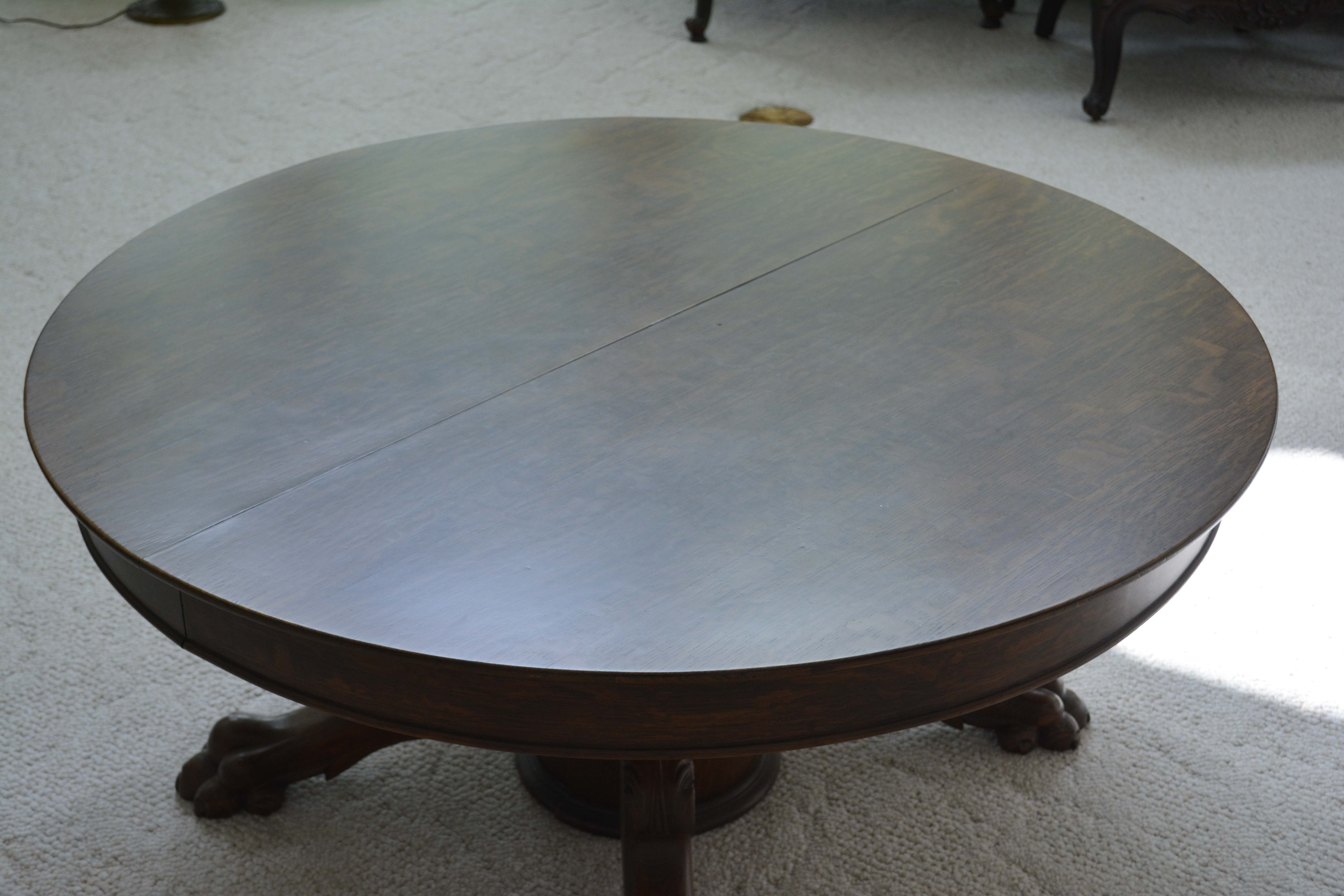 Oak Pedestal Coffee Table with Paw Feet