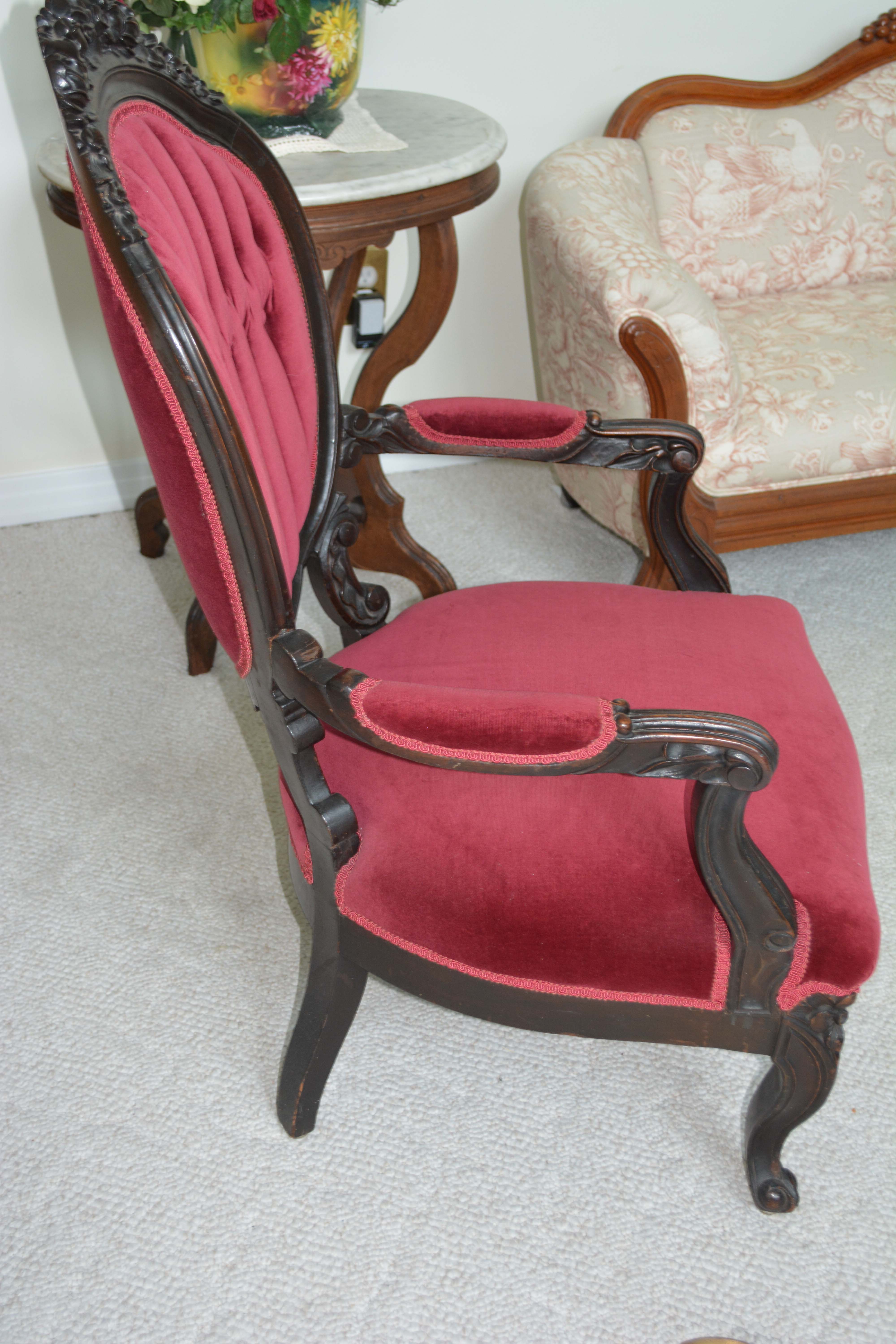 Victorian Carved Walnut Armchair