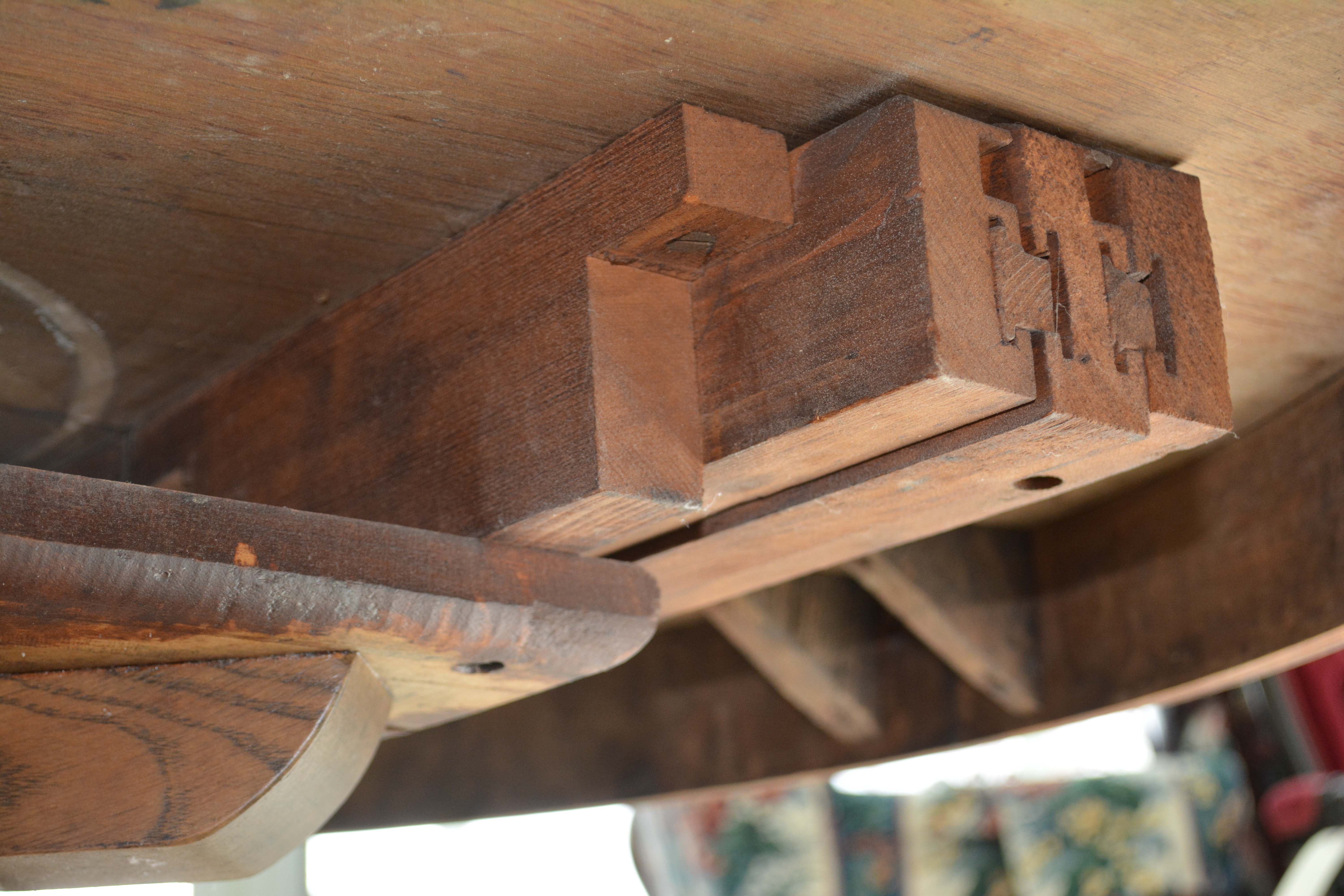 Oak Pedestal Coffee Table with Paw Feet