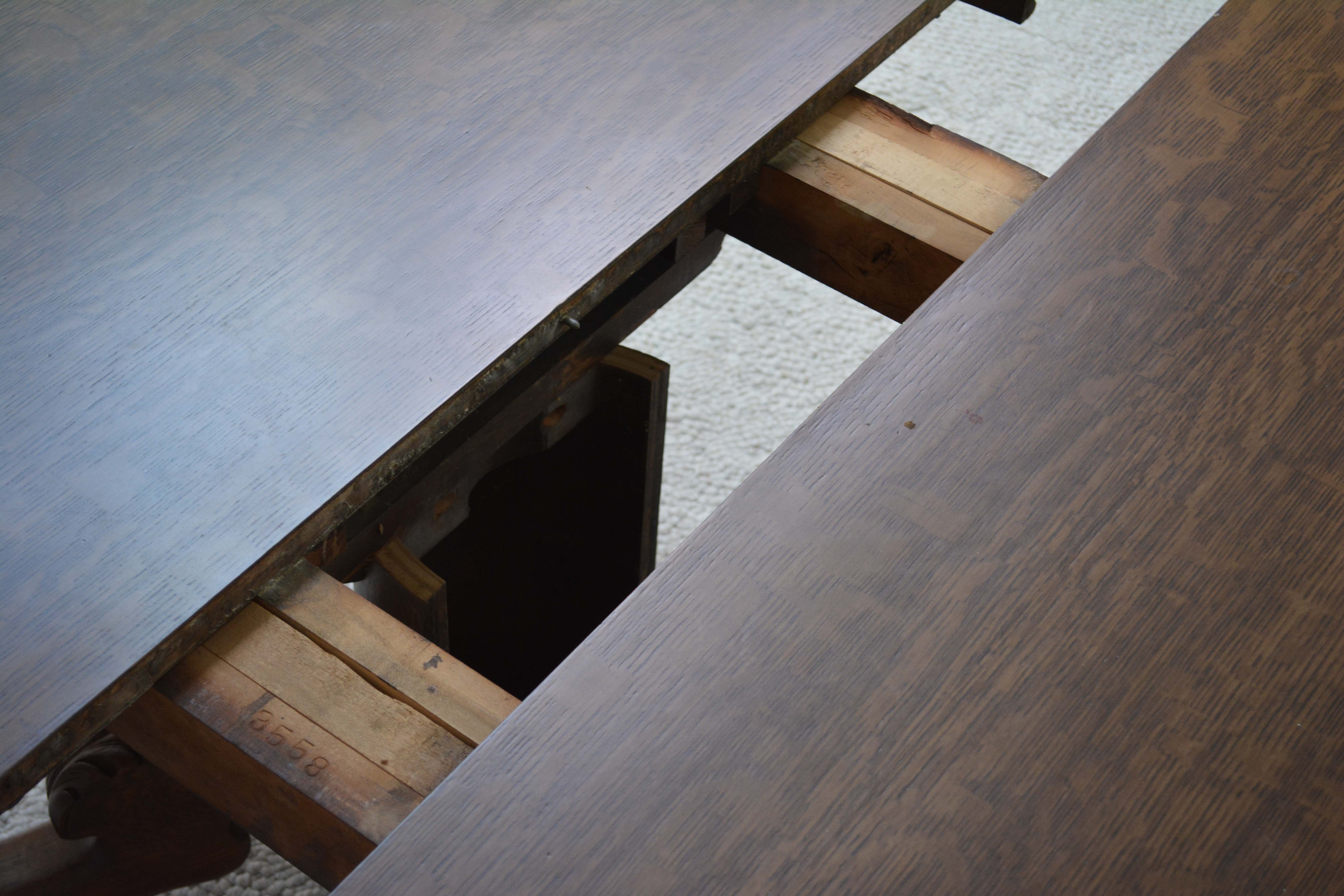 Oak Pedestal Coffee Table with Paw Feet