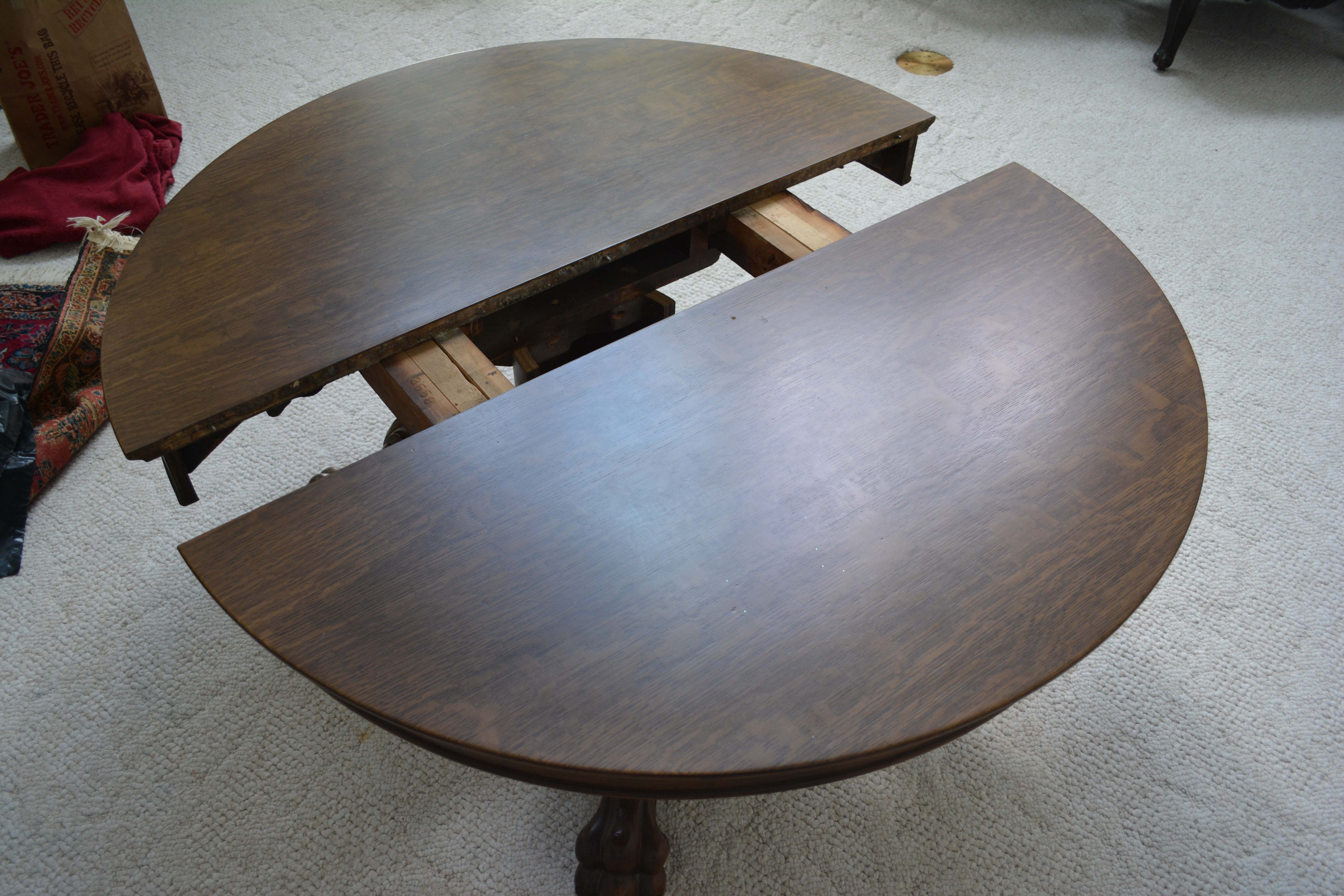 Oak Pedestal Coffee Table with Paw Feet