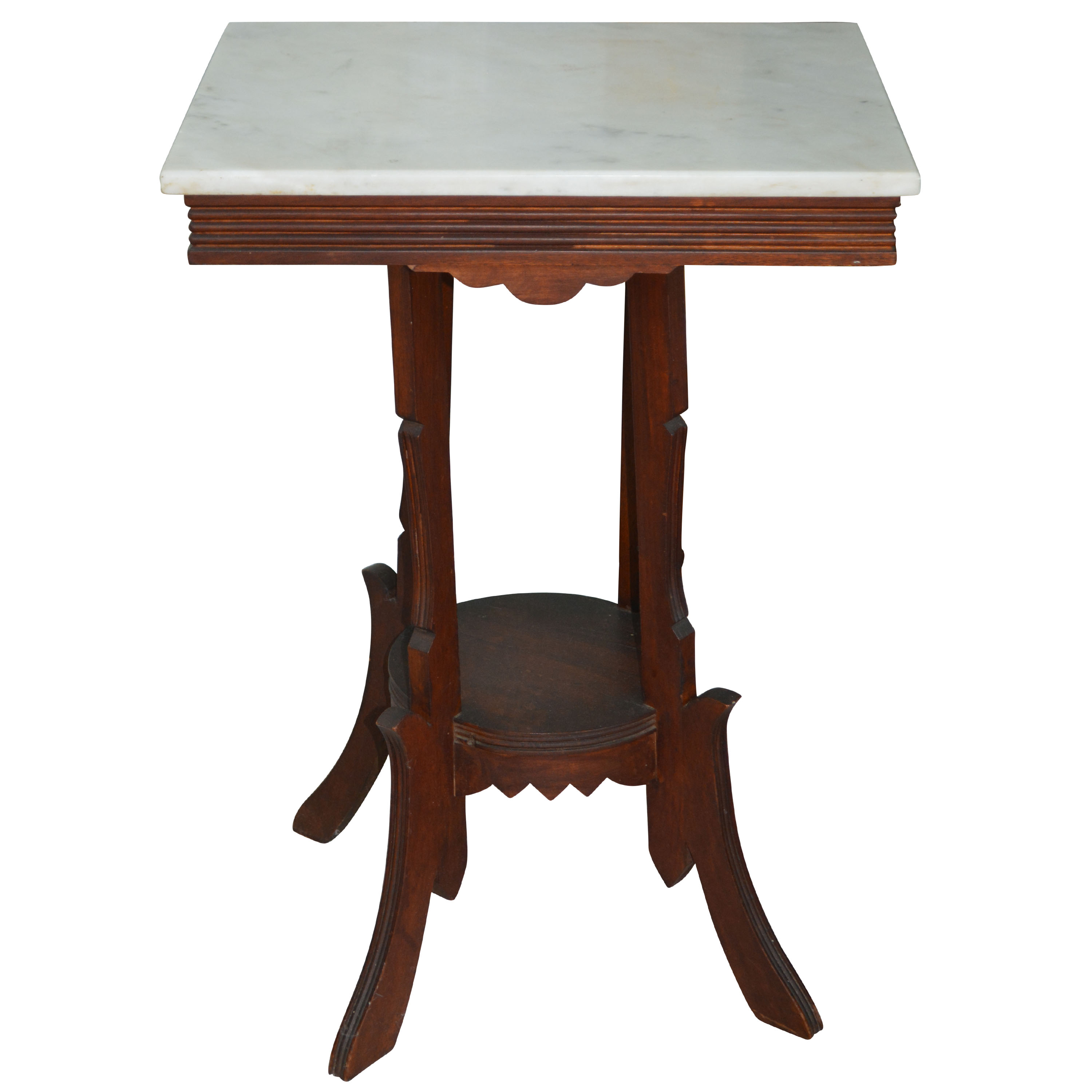 Victorian Eastlake Walnut Stand with Marble